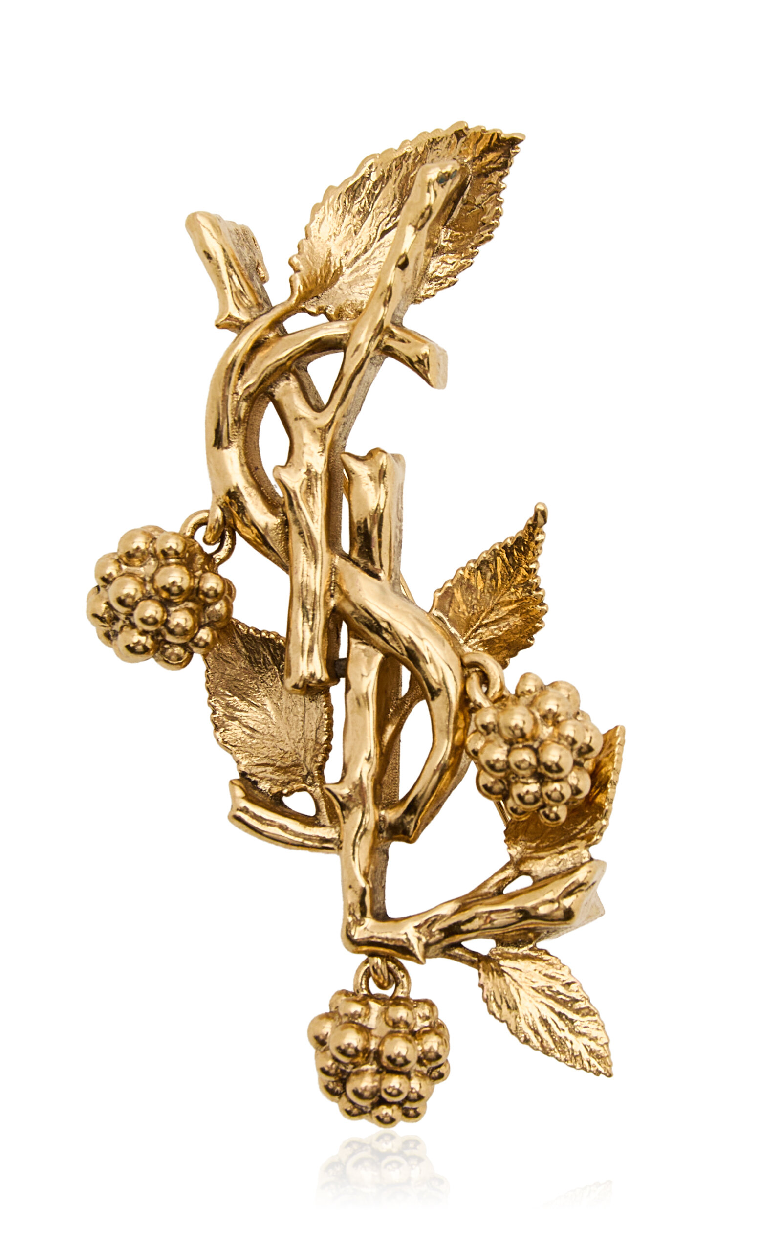 Saint Laurent - YSL Mulberry Metal Brooch - Gold - OS - Moda Operandi