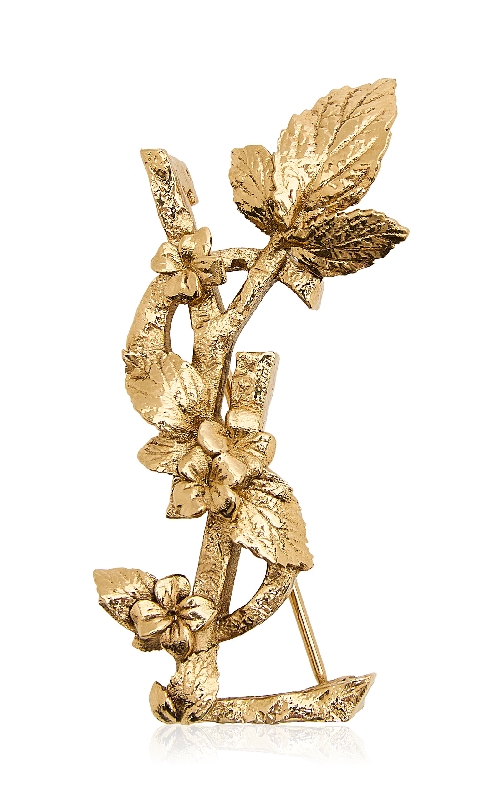 Saint Laurent YSL Hydrangea Metal Brooch - Moda Operandi