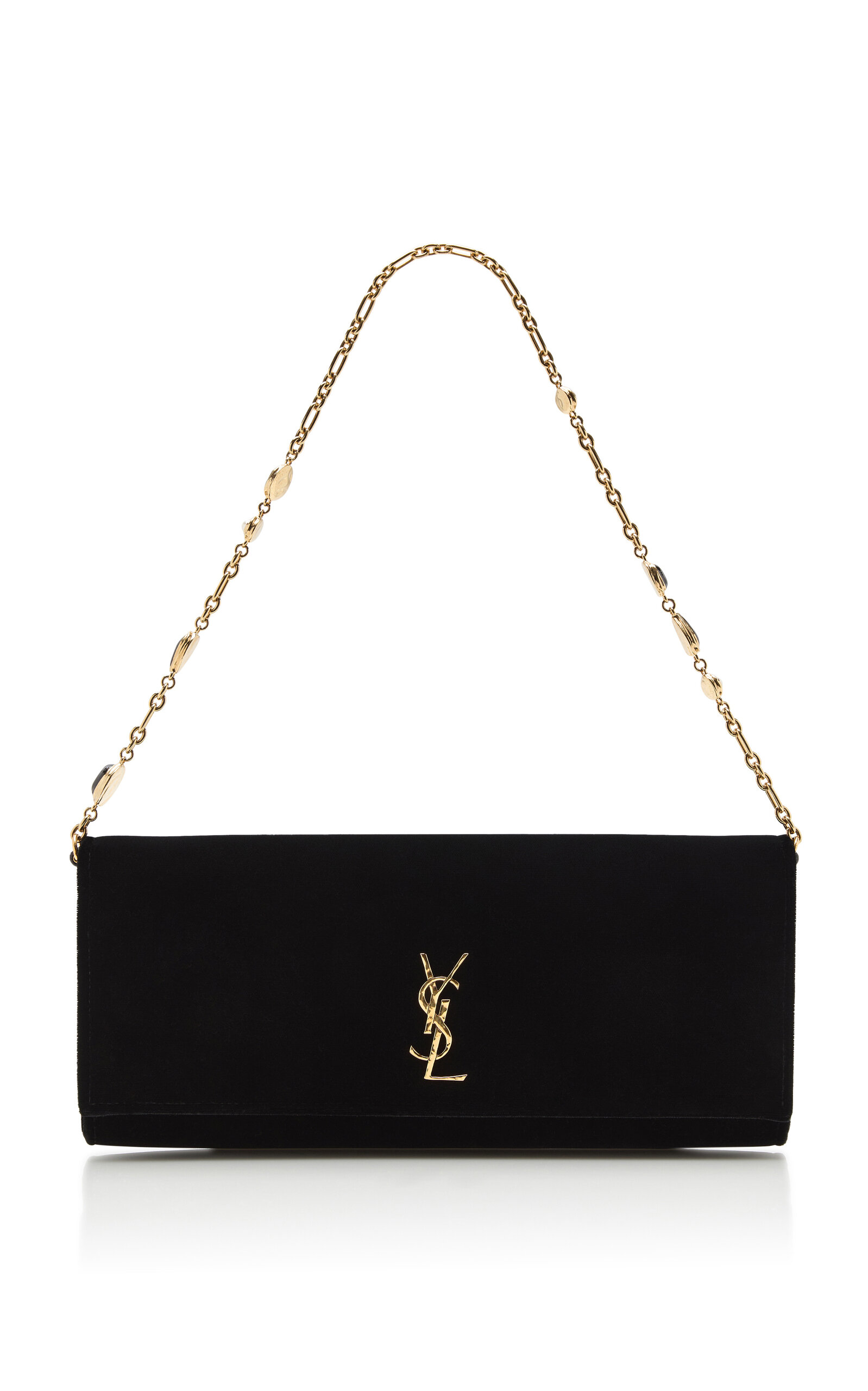 Saint Laurent Kate Chain Velour Clutch - Moda Operandi