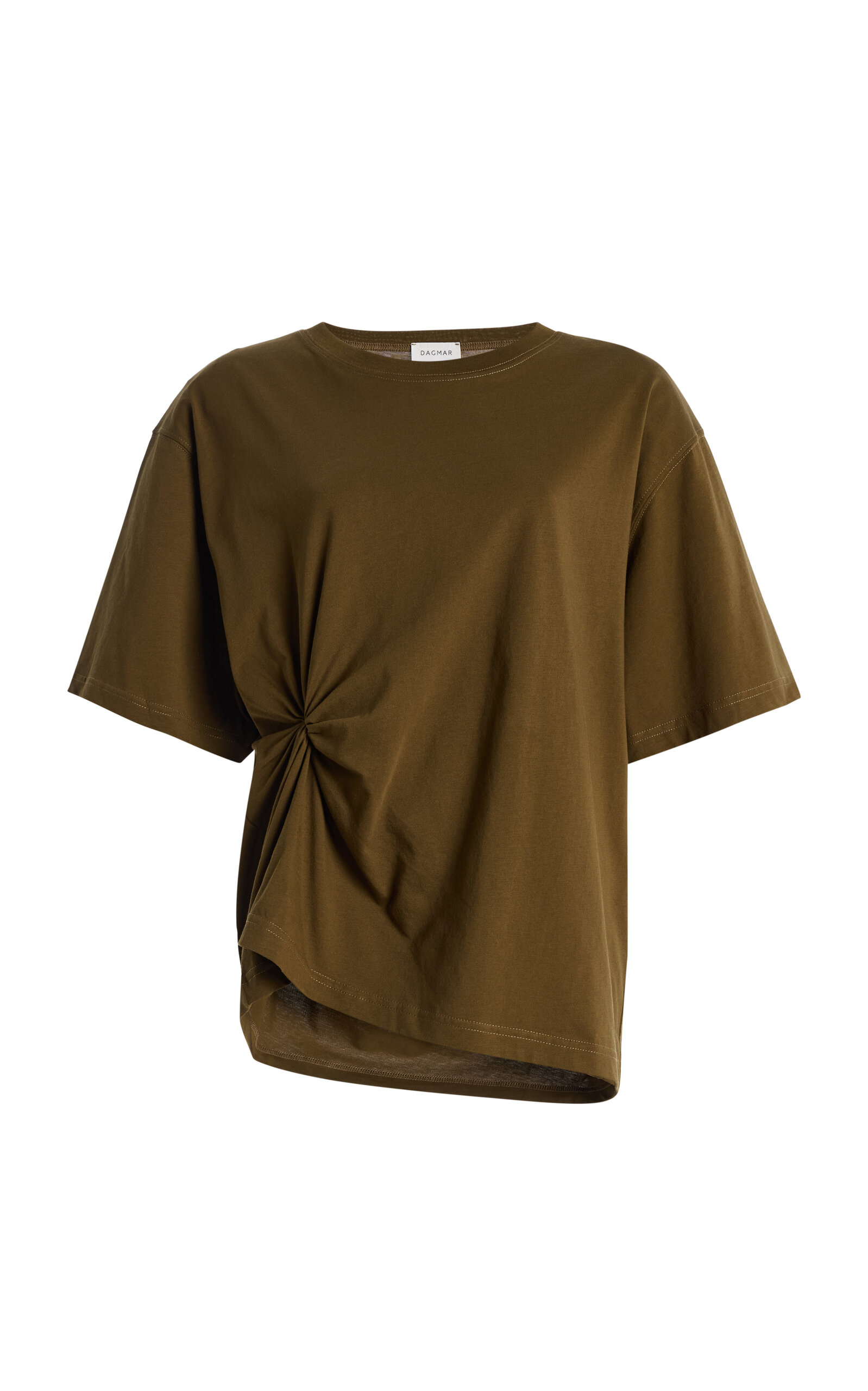 House Of Dagmar Knotted Cotton T-shirt In Brown