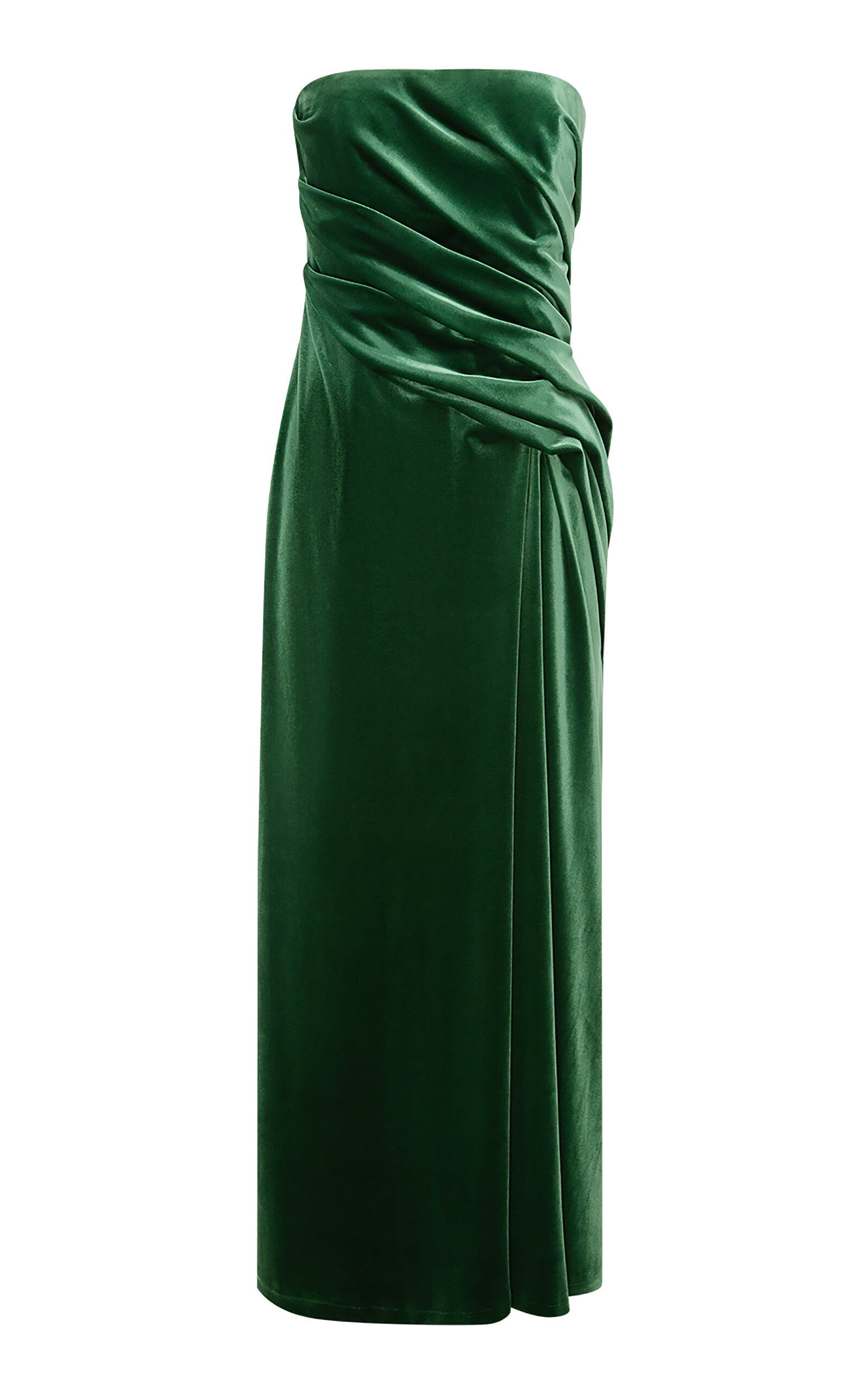 Leo Lin - Florence Ruffled Velvet Maxi Dress - Dark Green - AU 10 - Moda Operandi