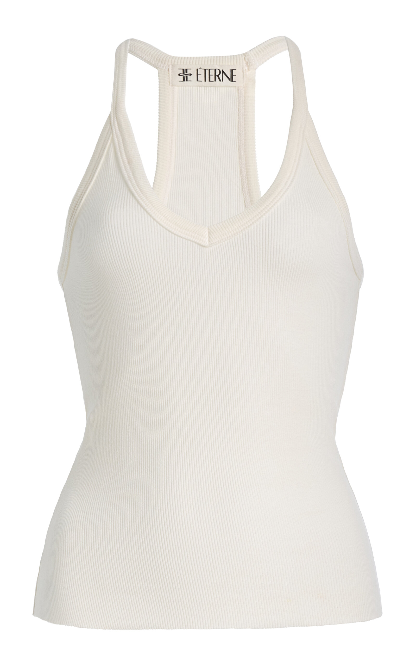 Éterne - Ribbed Jersey Racerback Tank Top - Ivory - L - Moda Operandi