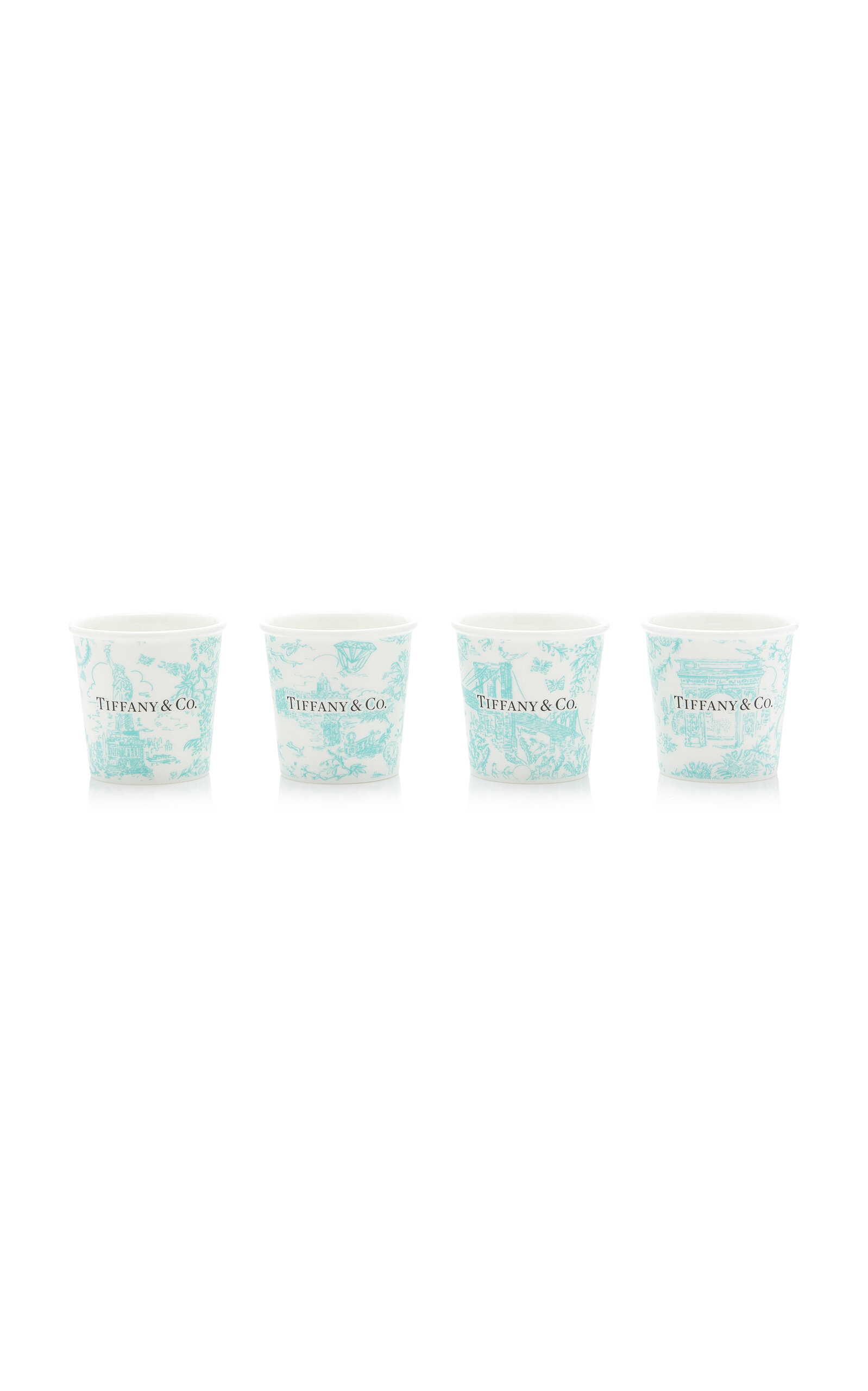 Tiffany & Co . - Exclusive Set-of-four China Espresso Cups - Blue