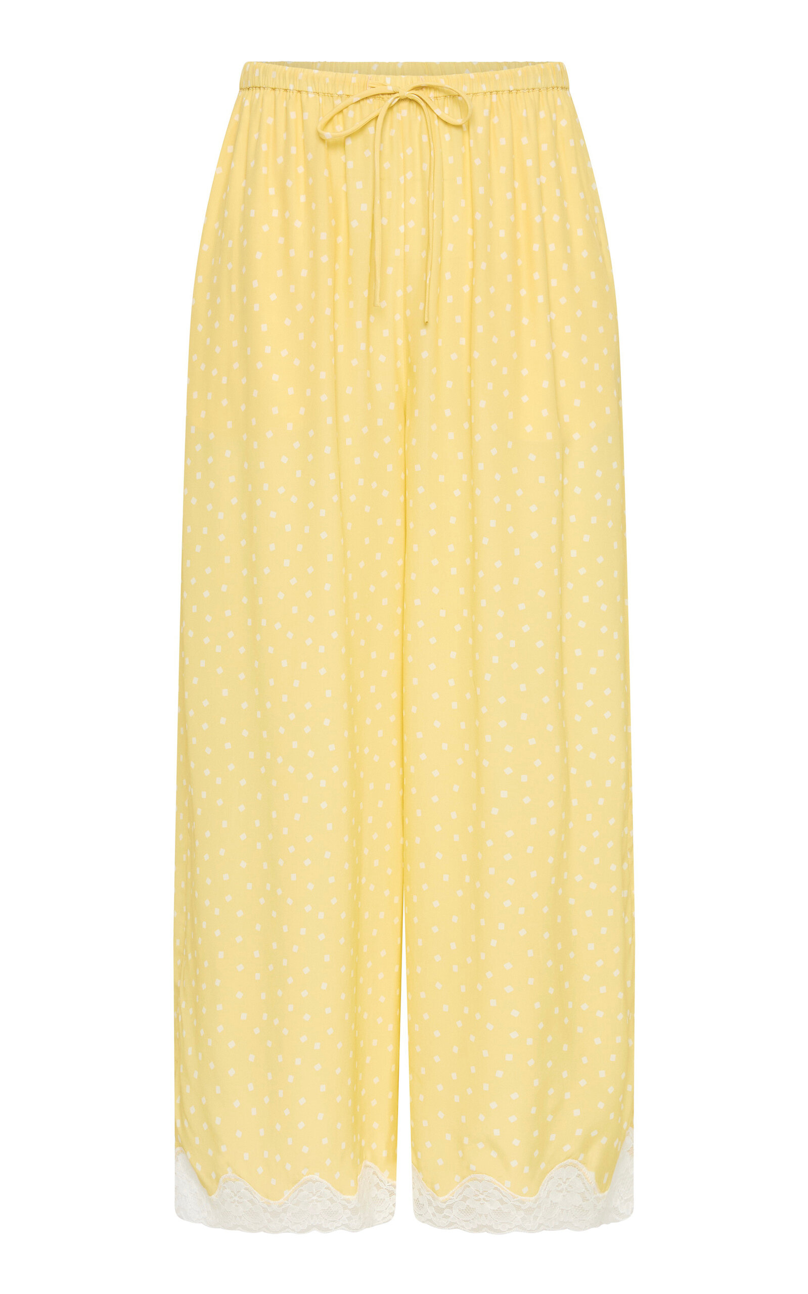 ROAME Blake Mid-Rise Wide-Leg Lace-Trimmed Cropped Pants - Moda Operandi