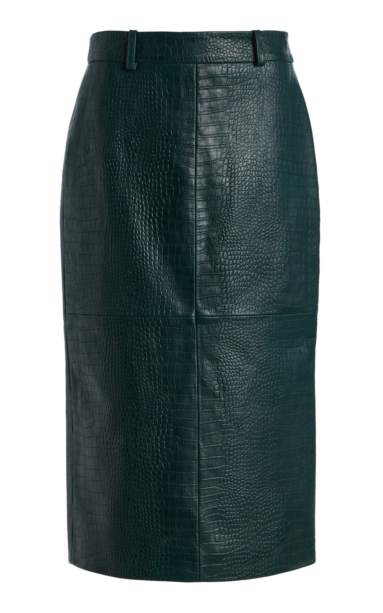The Frankie Shop - Taney Croc-Embossed Leather Midi Skirt - Green - XS - Moda Operandi