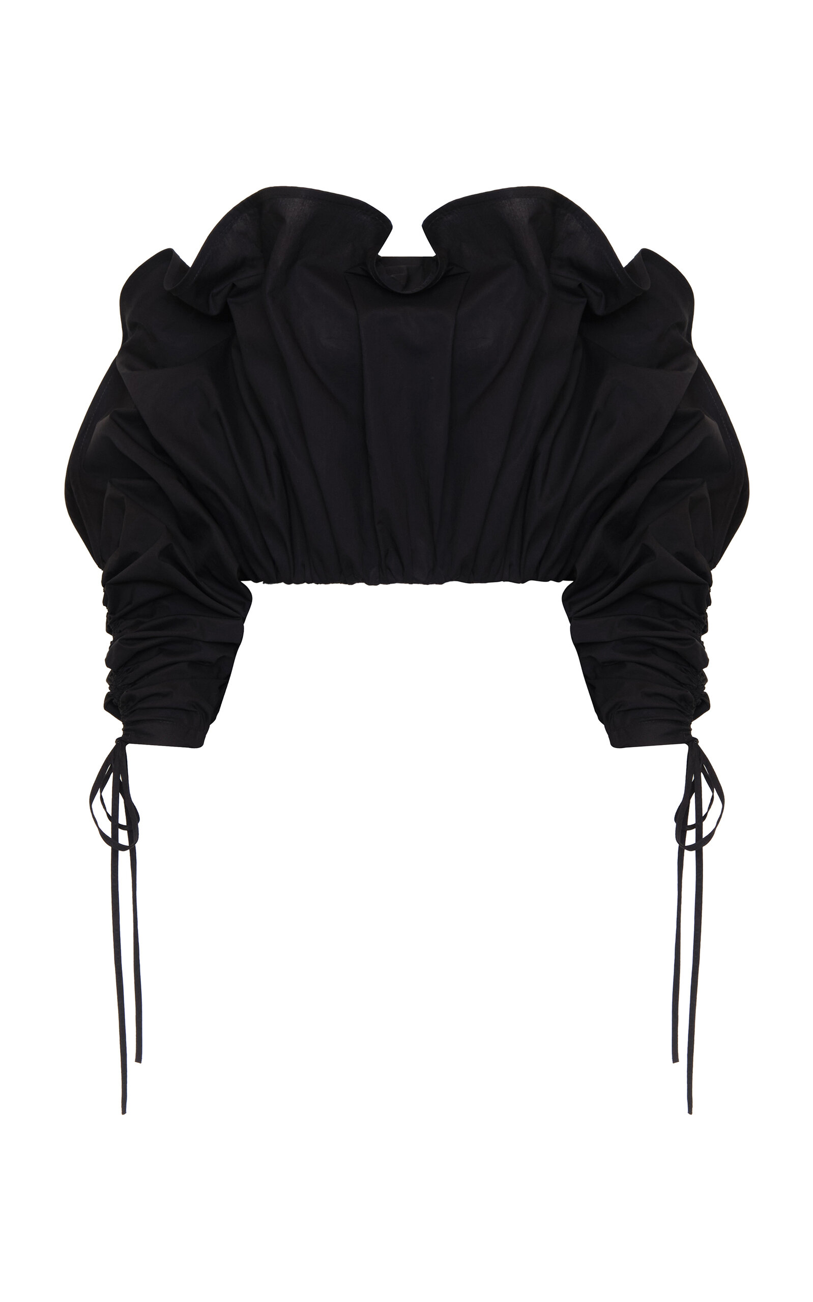 Andres Otalora - Aqui Permanece Off-The-Shoulder Cotton-Poplin Top - Black - US 2 - Moda Operandi