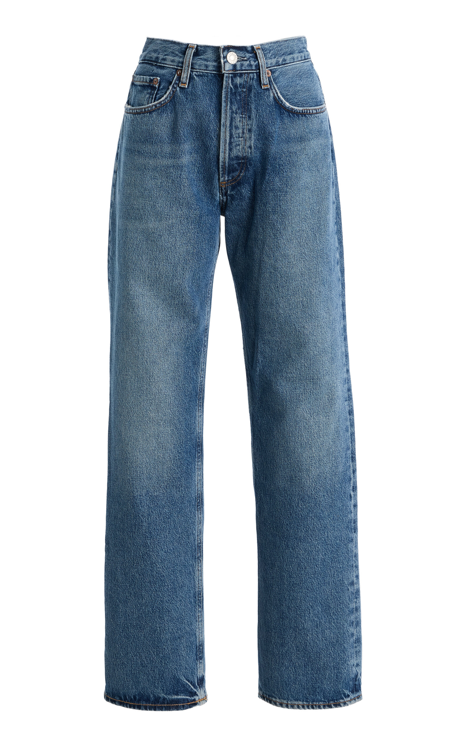 Agolde - Lana Rigid High-Rise Straight-Leg Jeans - Medium Wash - 24 - Moda Operandi