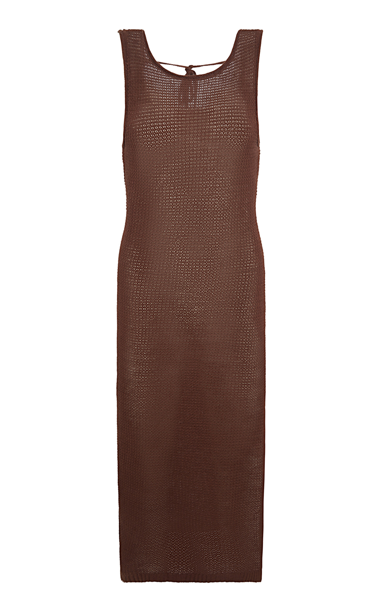 Onia Linen Knit Scoop Back Maxi Dress In Brown