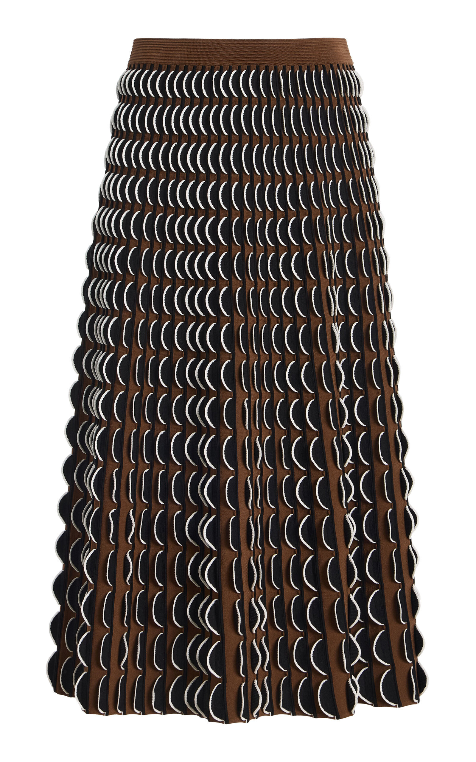 SIMKHAI Ike Scalloped Compact Knit Midi Skirt - Moda Operandi