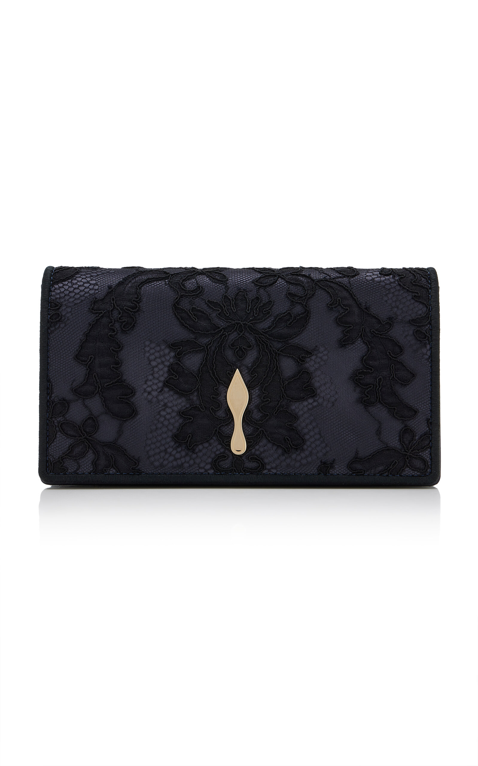 Christian Louboutin - Bettina Satin Lace Clutch - Black - OS - Moda Operandi