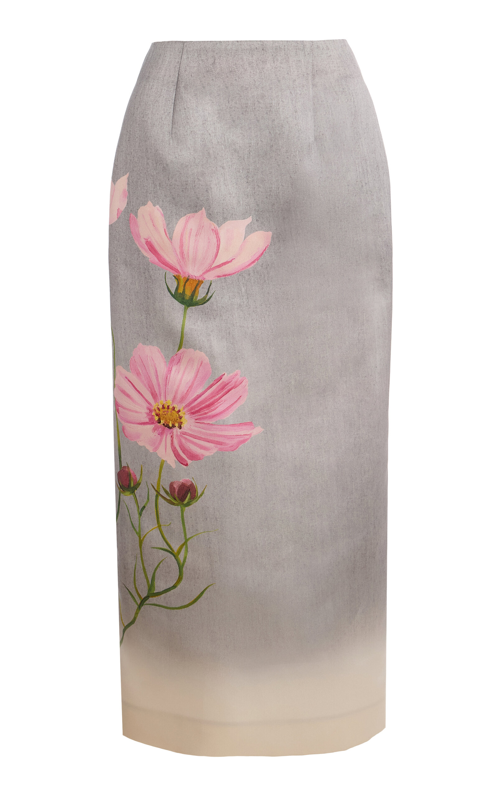 Oscar de la Renta - Cosmos Satin Pencil Midi Skirt - Grey - US 4 - Moda Operandi