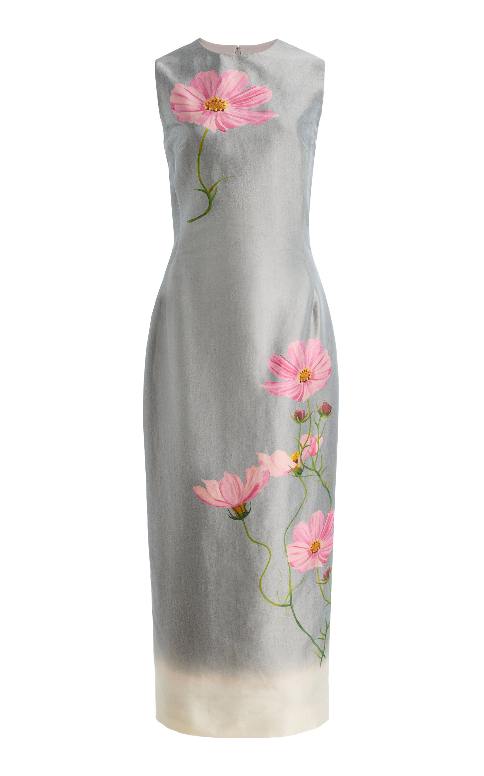 Oscar de la Renta - Cosmos Mikado Midi Dress - Grey - US 4 - Moda Operandi