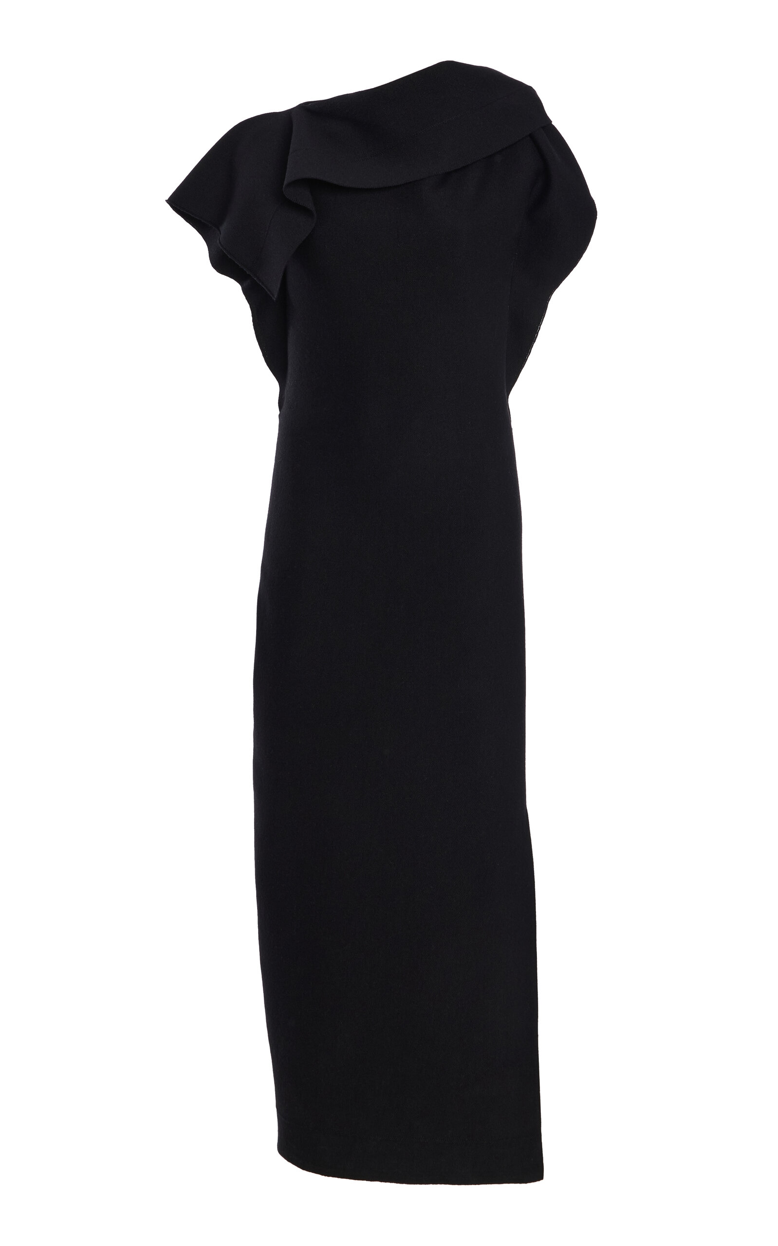 Oscar de la Renta - Draped Wool-Blend Midi Dress - Black - XS - Moda Operandi