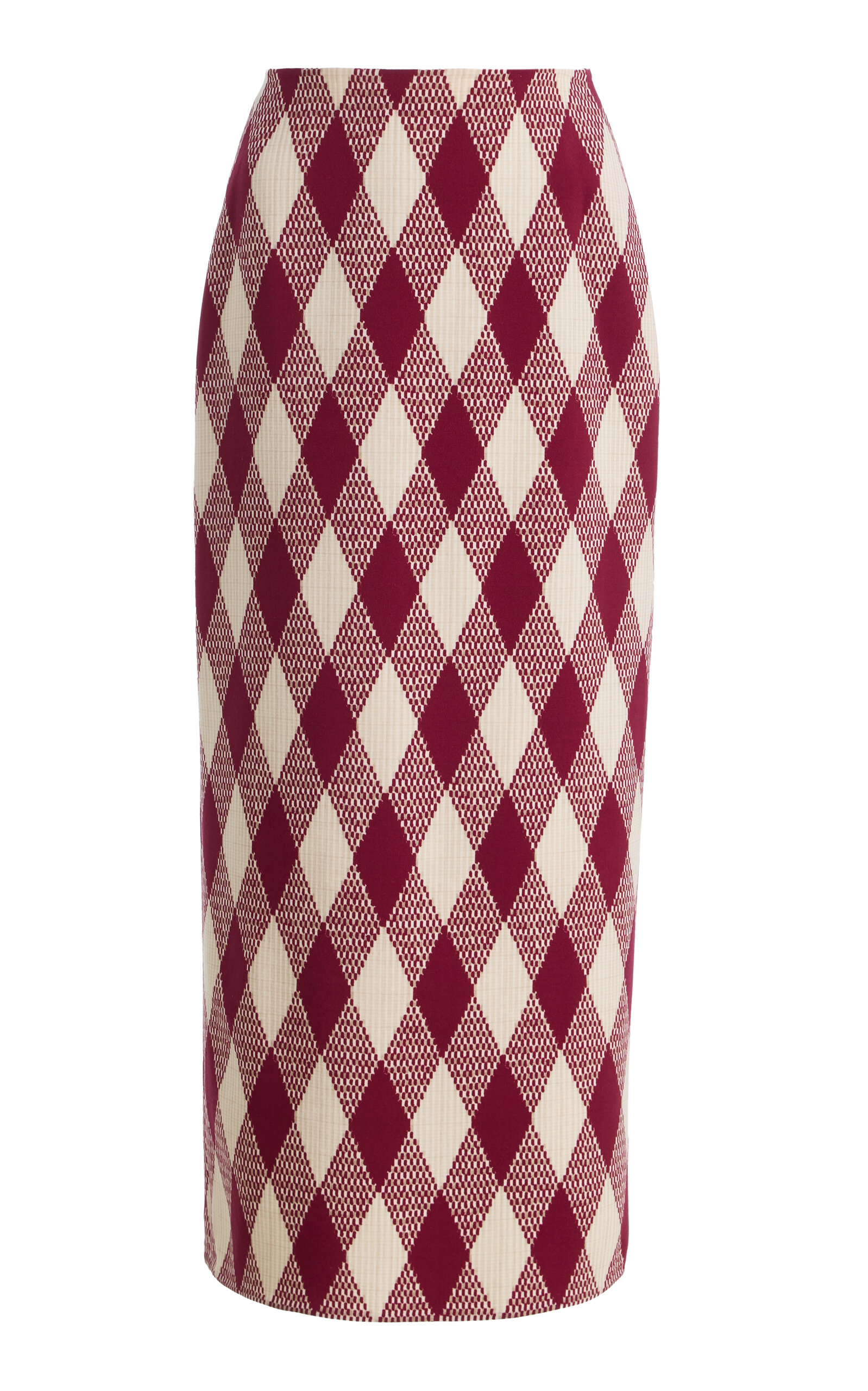 Oscar de la Renta - Argyle Wool-Blend Midi Pencil Skirt - Red - US 10 - Moda Operandi