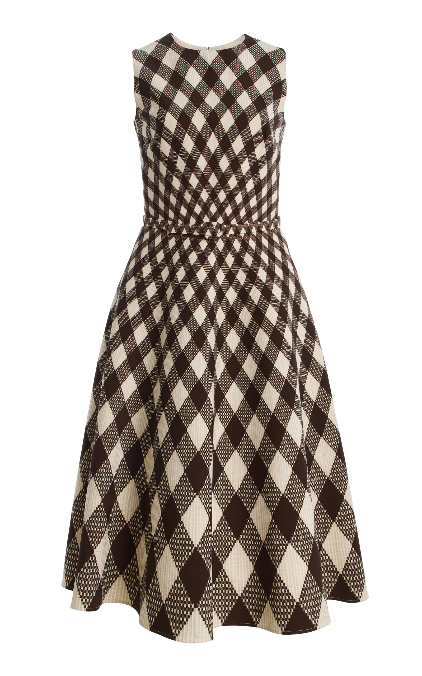 Oscar de la Renta - Argyle Wool-Blend Midi Dress - Plaid - US 4 - Moda Operandi