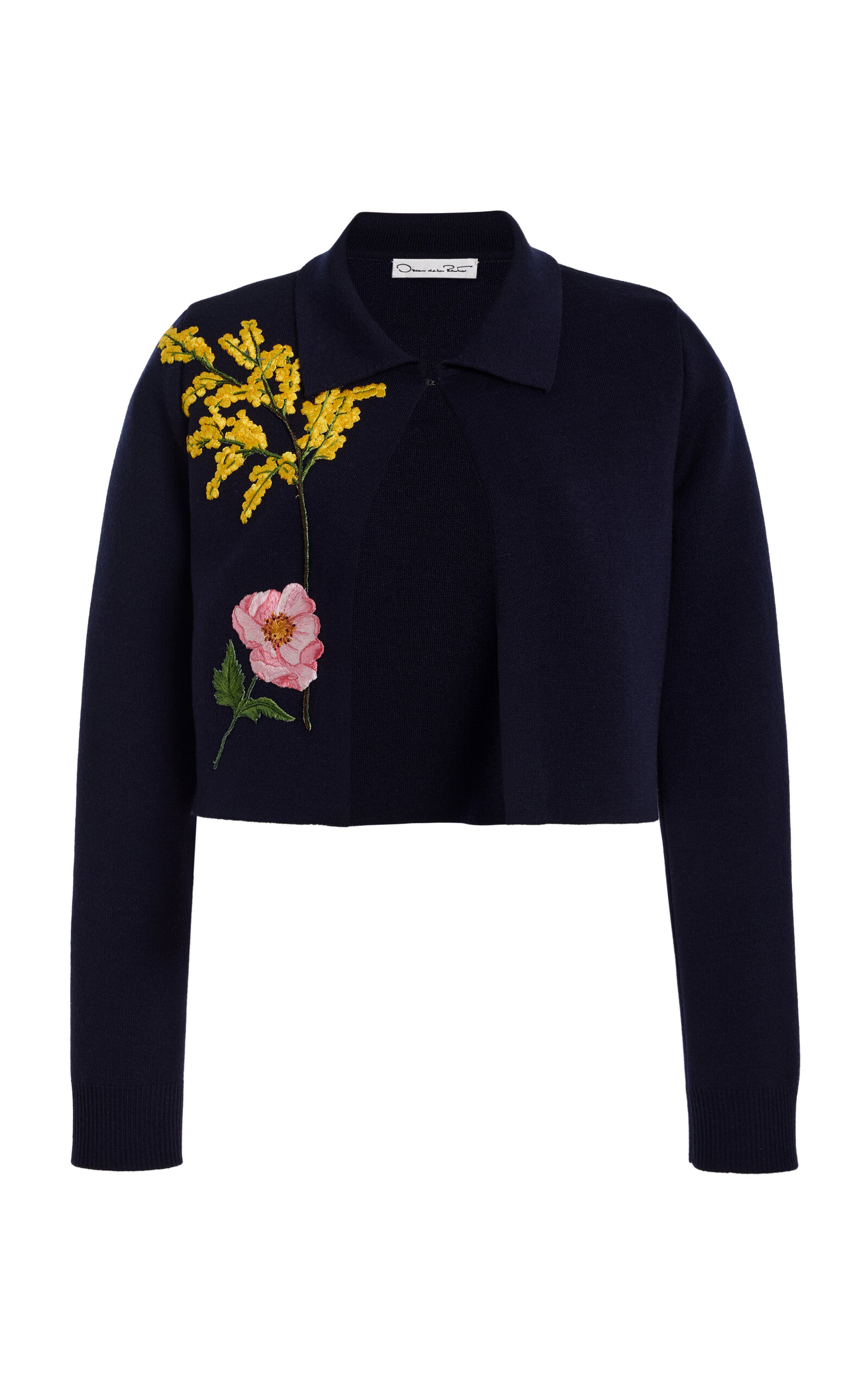 Oscar de la Renta - Embroidered Wool Jacket - Navy - XS - Moda Operandi