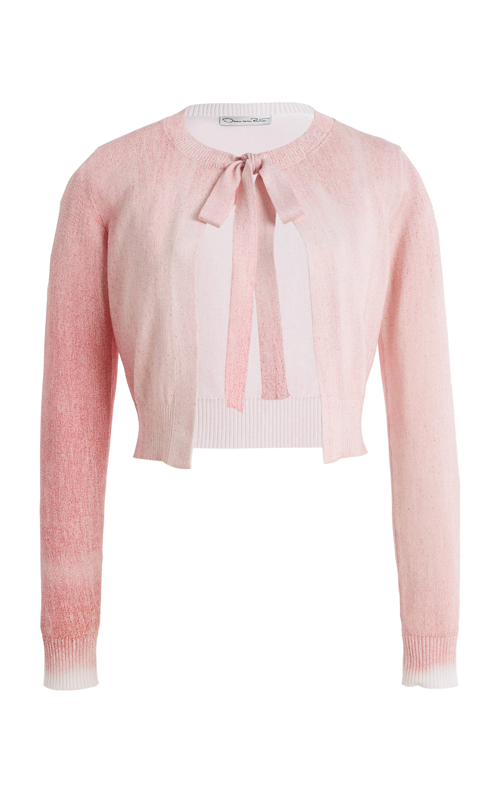 Oscar de la Renta - Tie-Front Cotton-Blend Cardigan - Pink - S - Moda Operandi