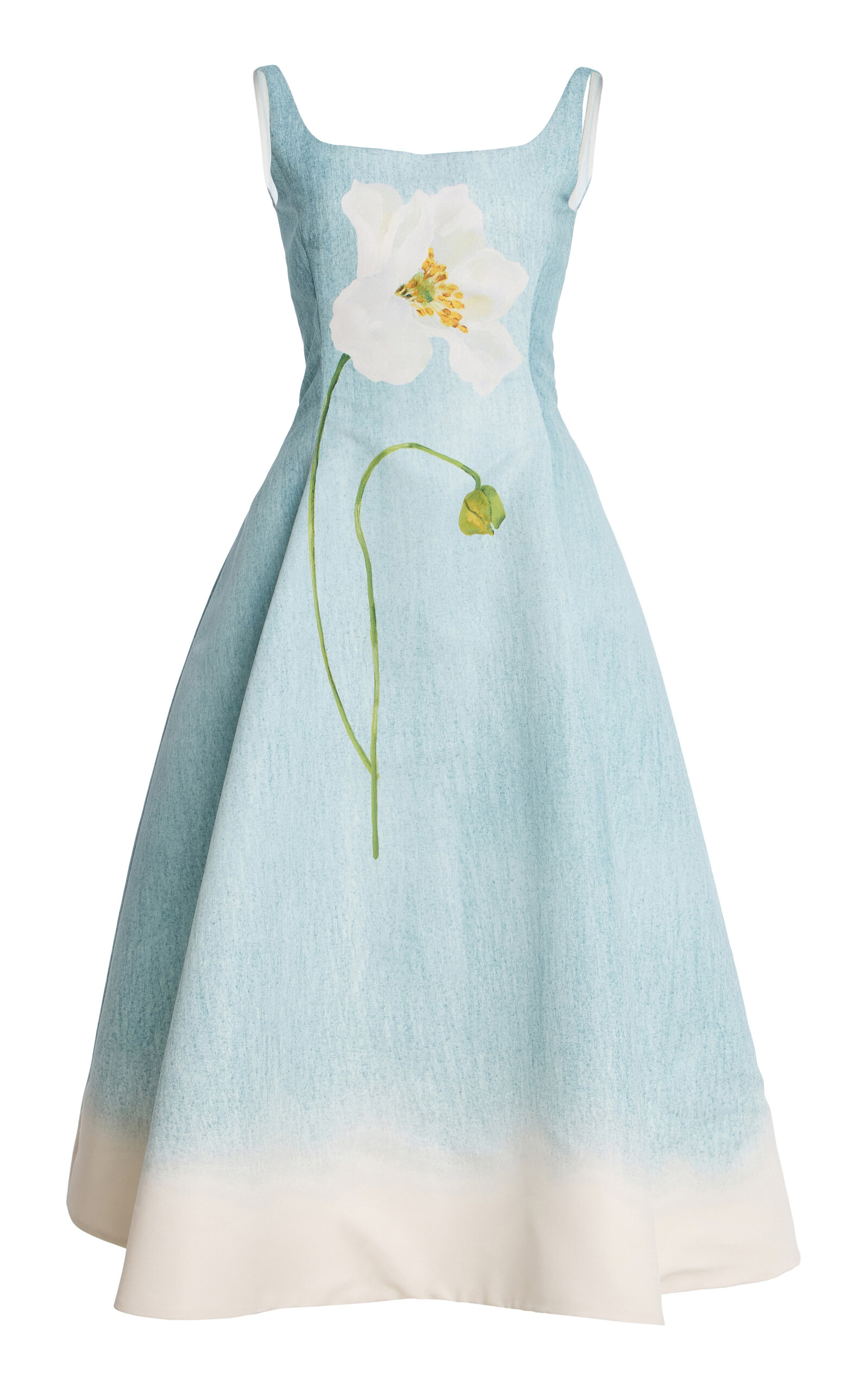 Oscar de la Renta - Peony Faille Midi Dress - Blue - US 8 - Moda Operandi