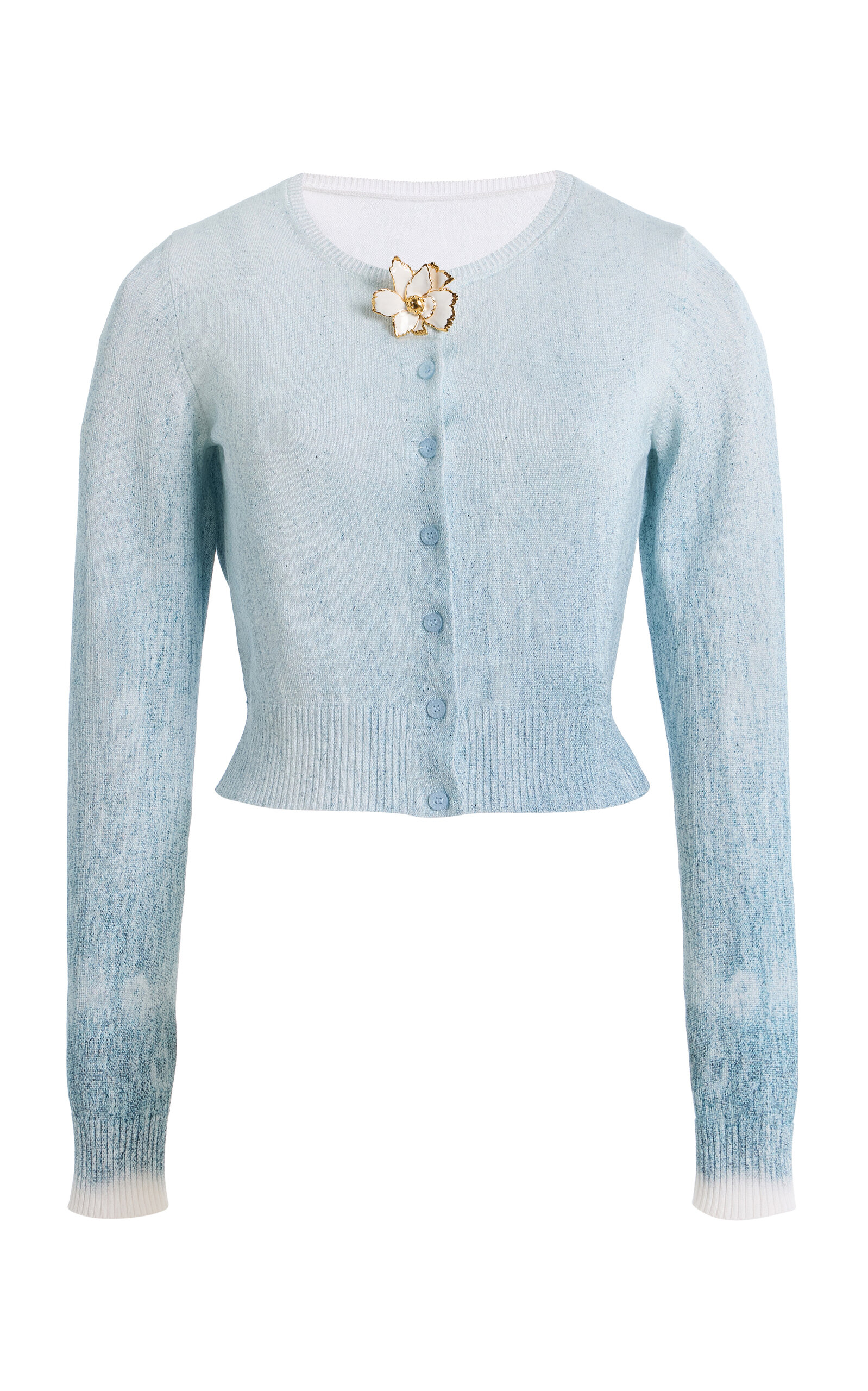 Oscar de la Renta Printed Cotton-Blend Cardigan - Moda Operandi