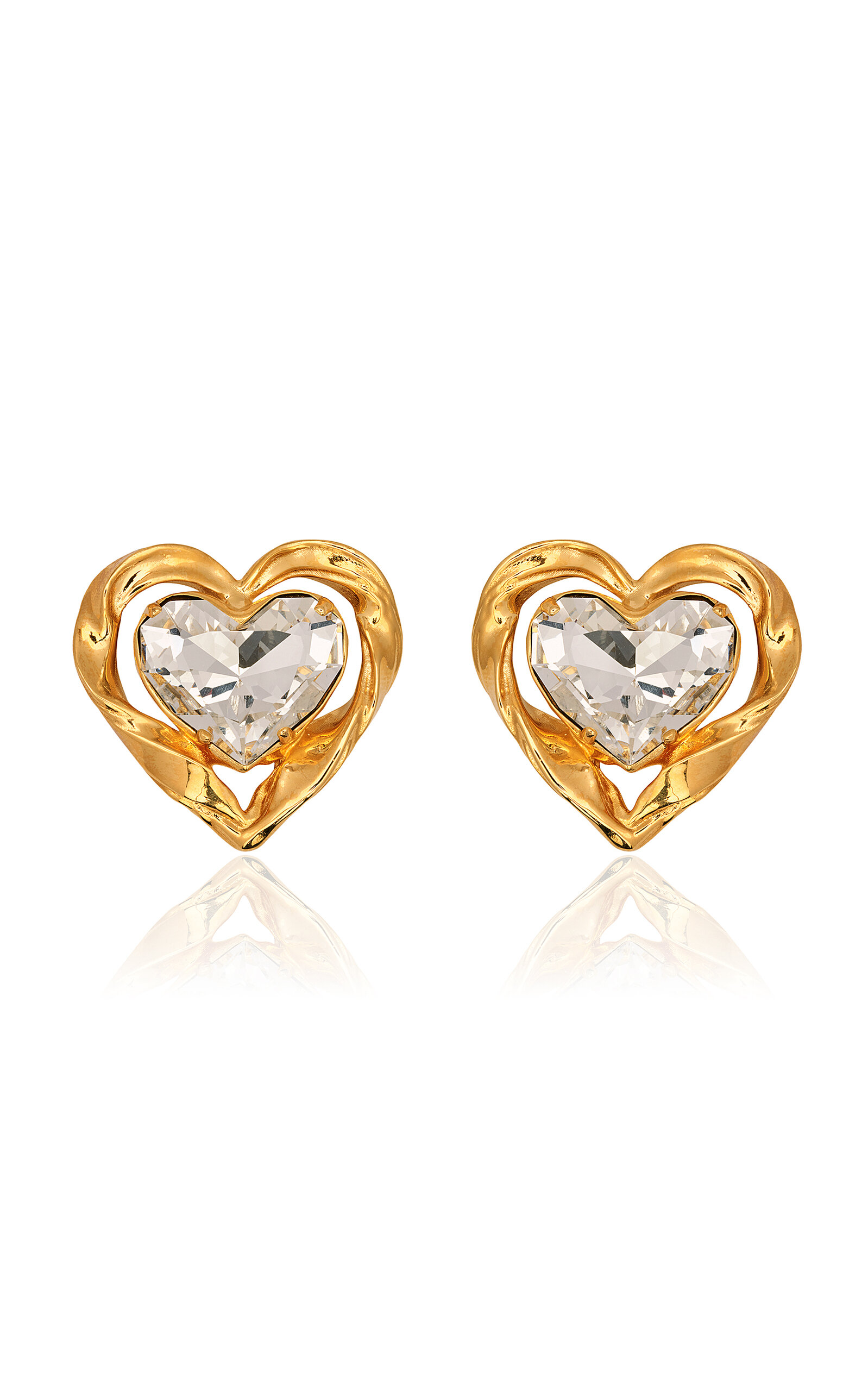 Oscar de la Renta - Large Heart Stone Earrings - Clear - OS - Moda Operandi - Gifts For Her
