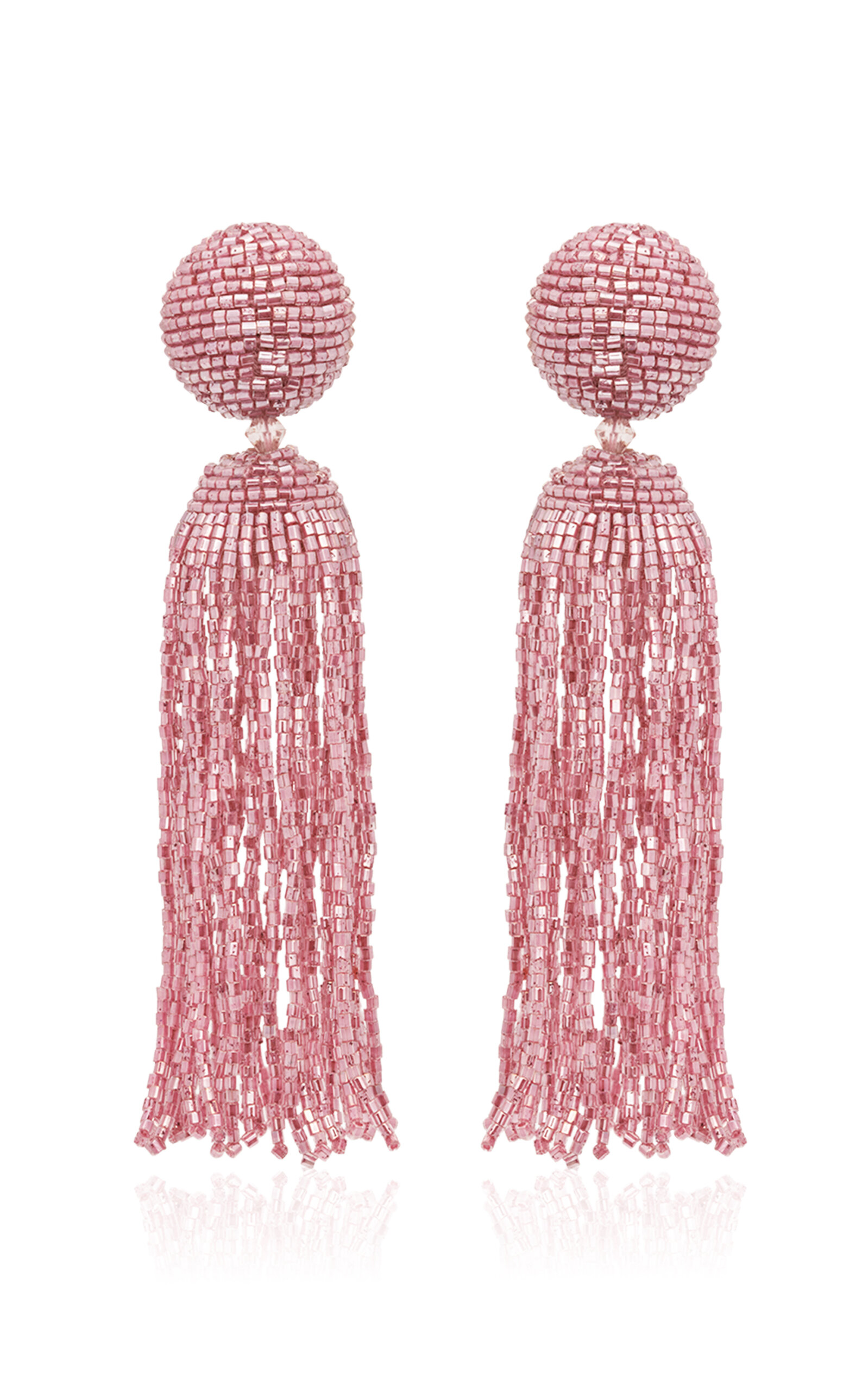 Oscar de la Renta - Metallic Beaded Tassel Earrings - Pink - OS - Moda Operandi - Gifts For Her