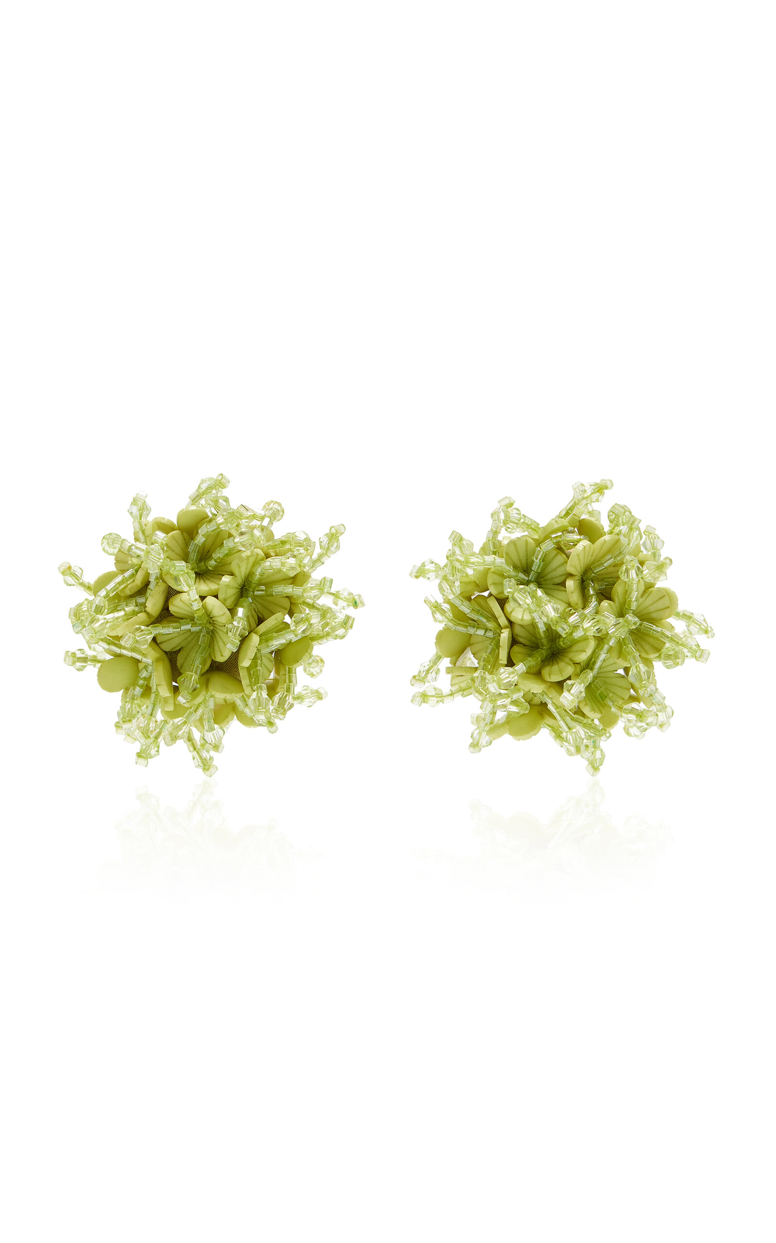 Oscar de la Renta - Firework Stud Raffia Earrings - Green - OS - Moda Operandi - Gifts For Her