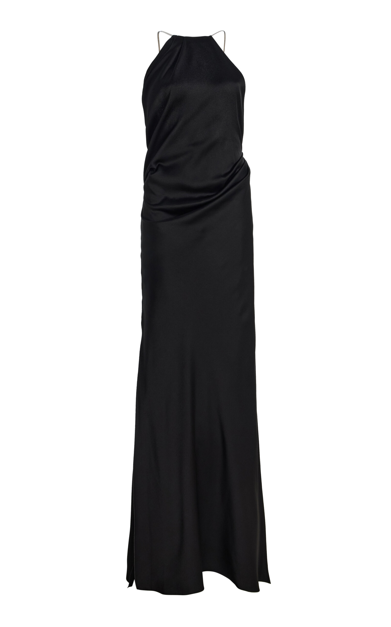 Victoria Beckham Chain-Detailed Satin Halter Gown
