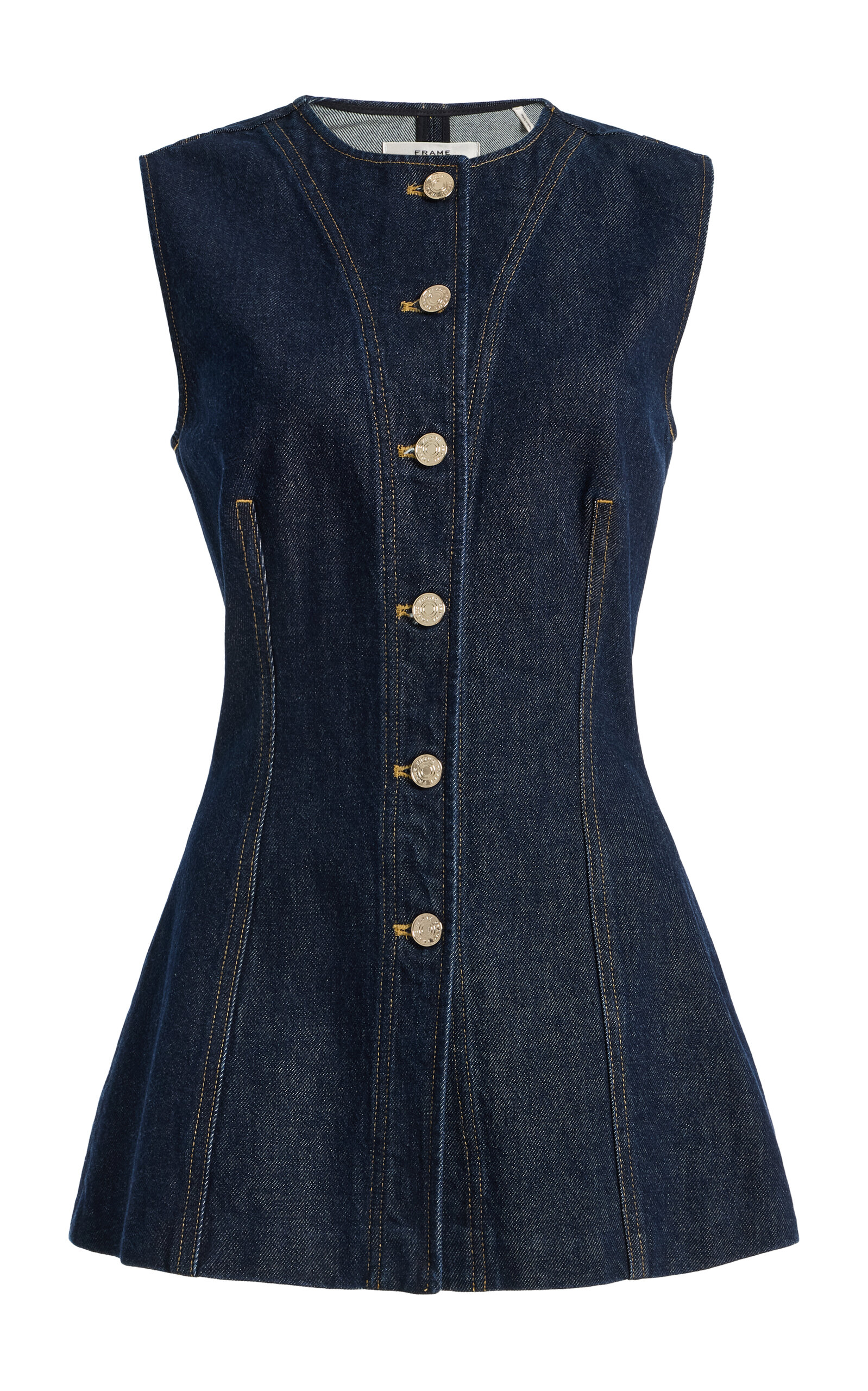 Frame The Form Denim Vest In Dark Wash