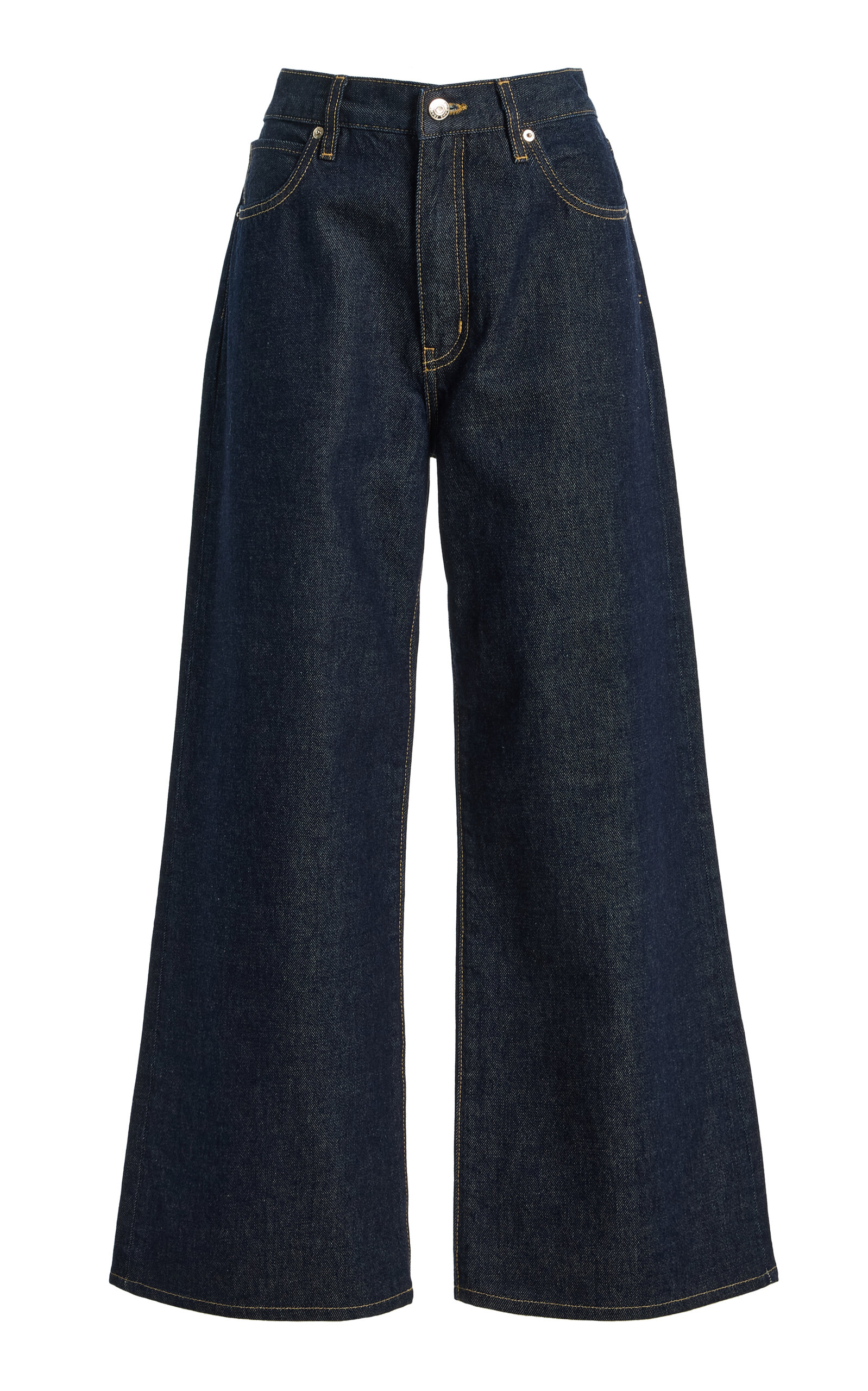 Frame The Swing Rigid Mid-rise Wide-leg Jeans In Dark Wash