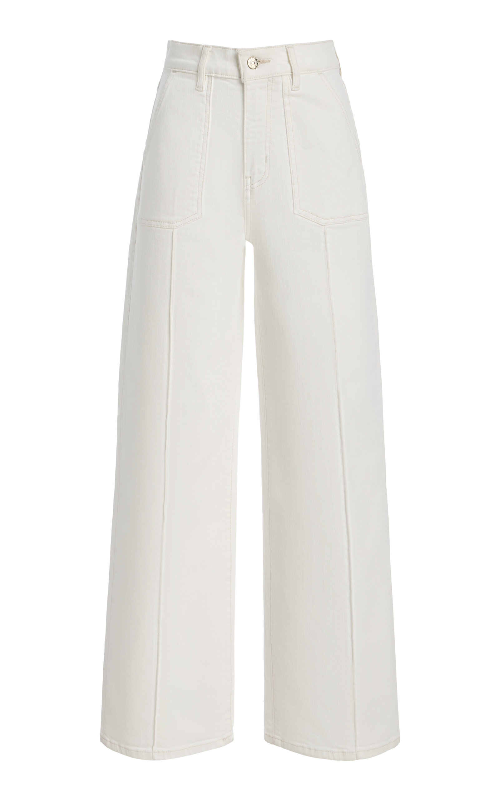 Frame Le Slim Stretch Mid-rise Palazzo Jeans In White