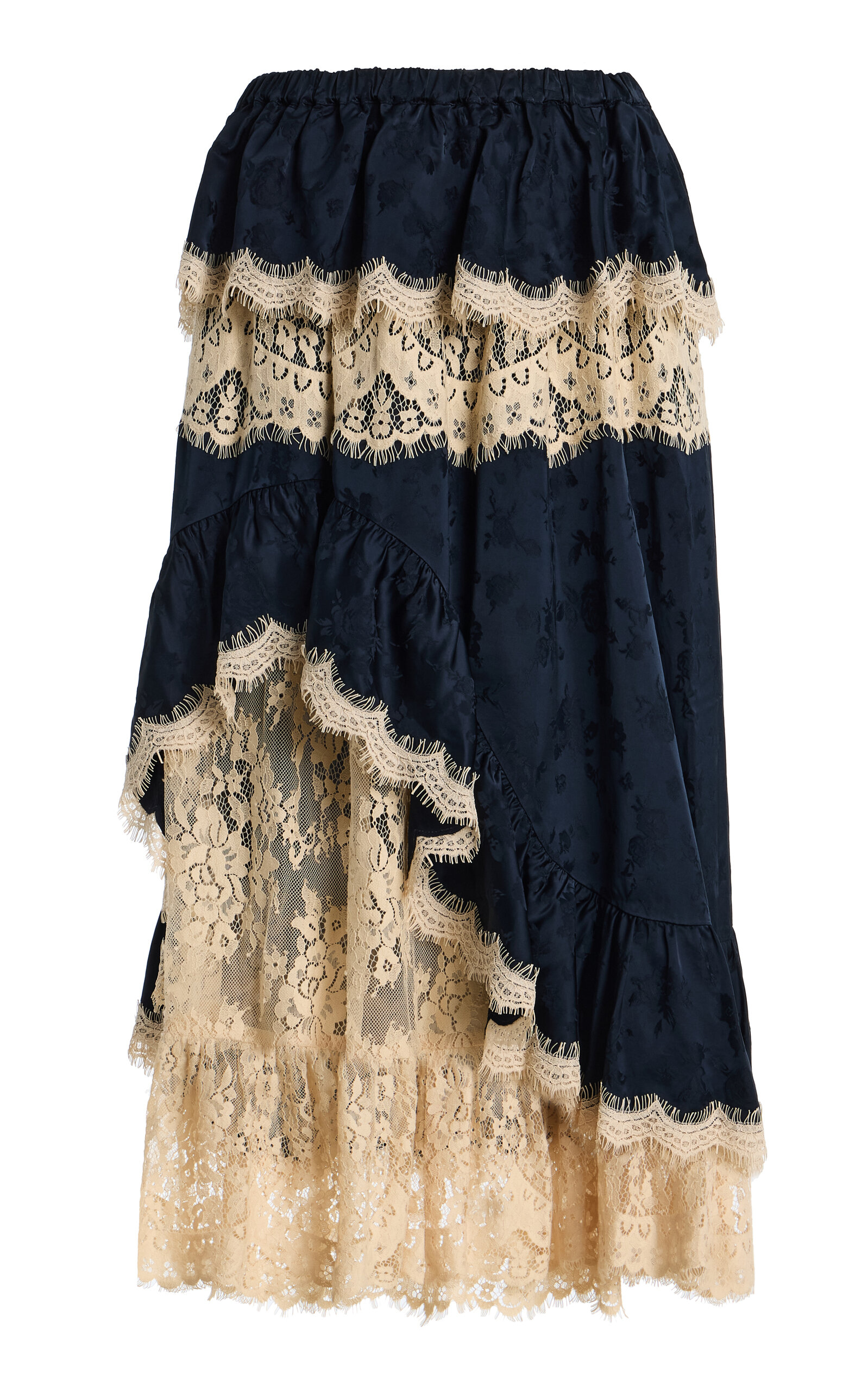 Sea Shay Lace Midi Skirt In Navy
