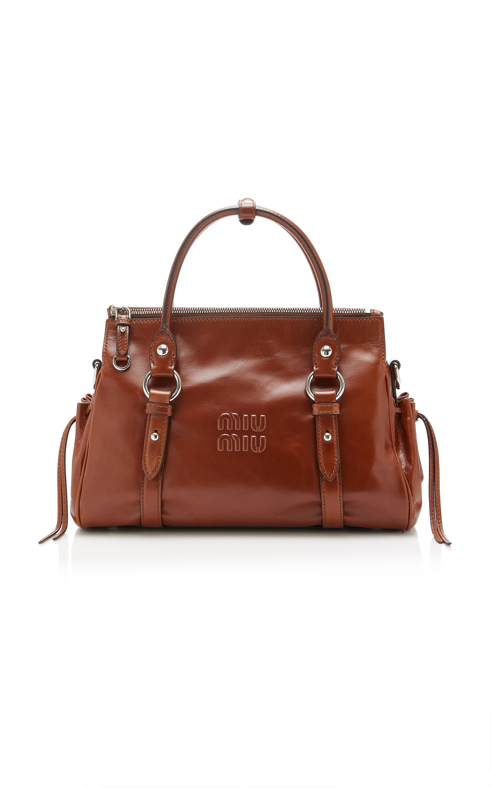 Miu Miu - Leather Top Handle Bag - Brown - OS - Moda Operandi