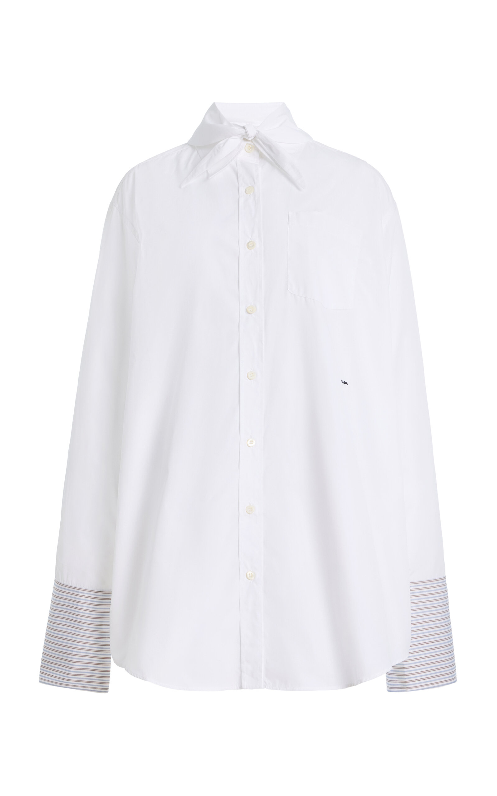 Prada Tie-Neck Cotton Shirt - Moda Operandi