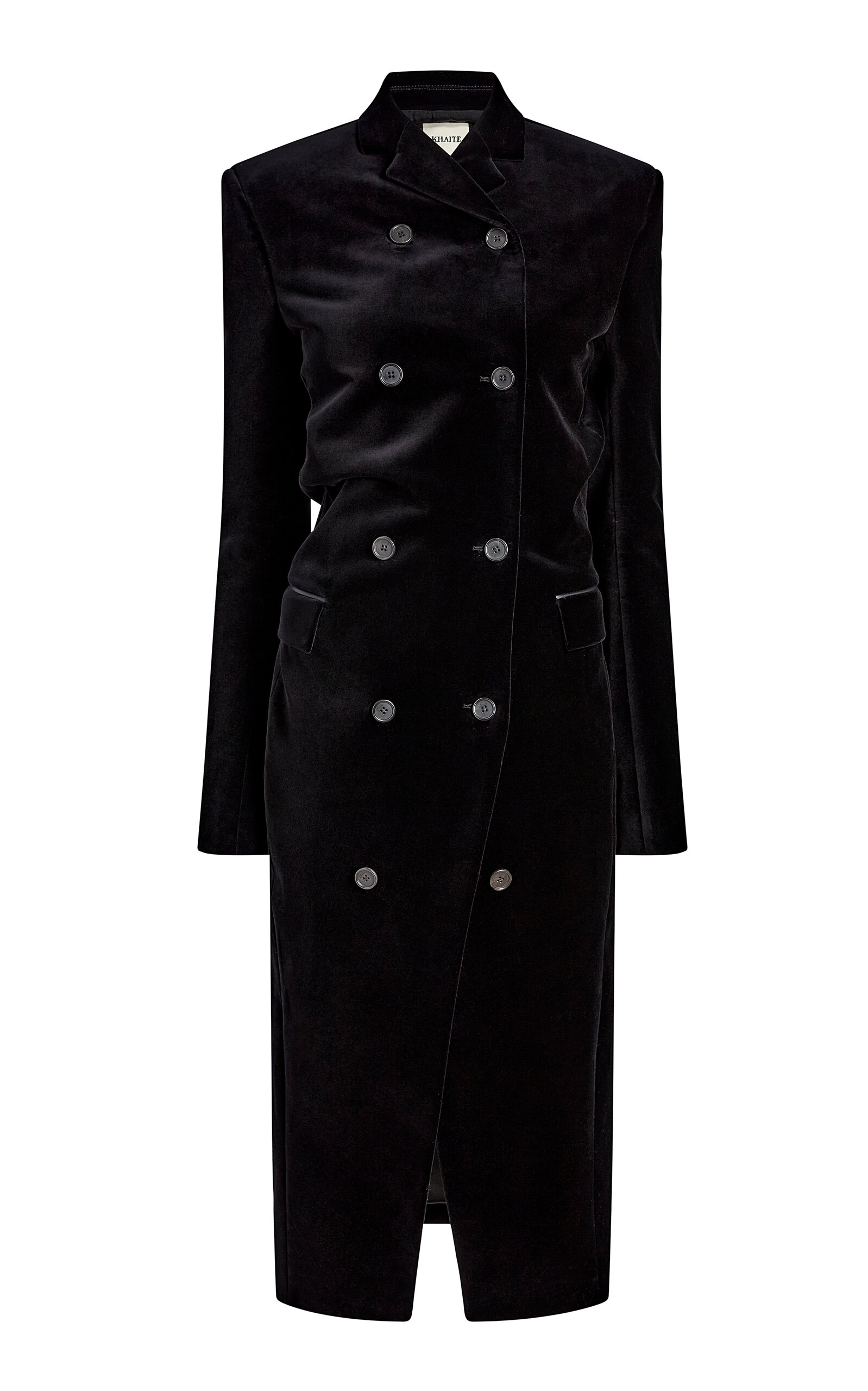 Khaite - Rolon Double-Breasted Velvet Coat - Black - US 0 - Moda Operandi
