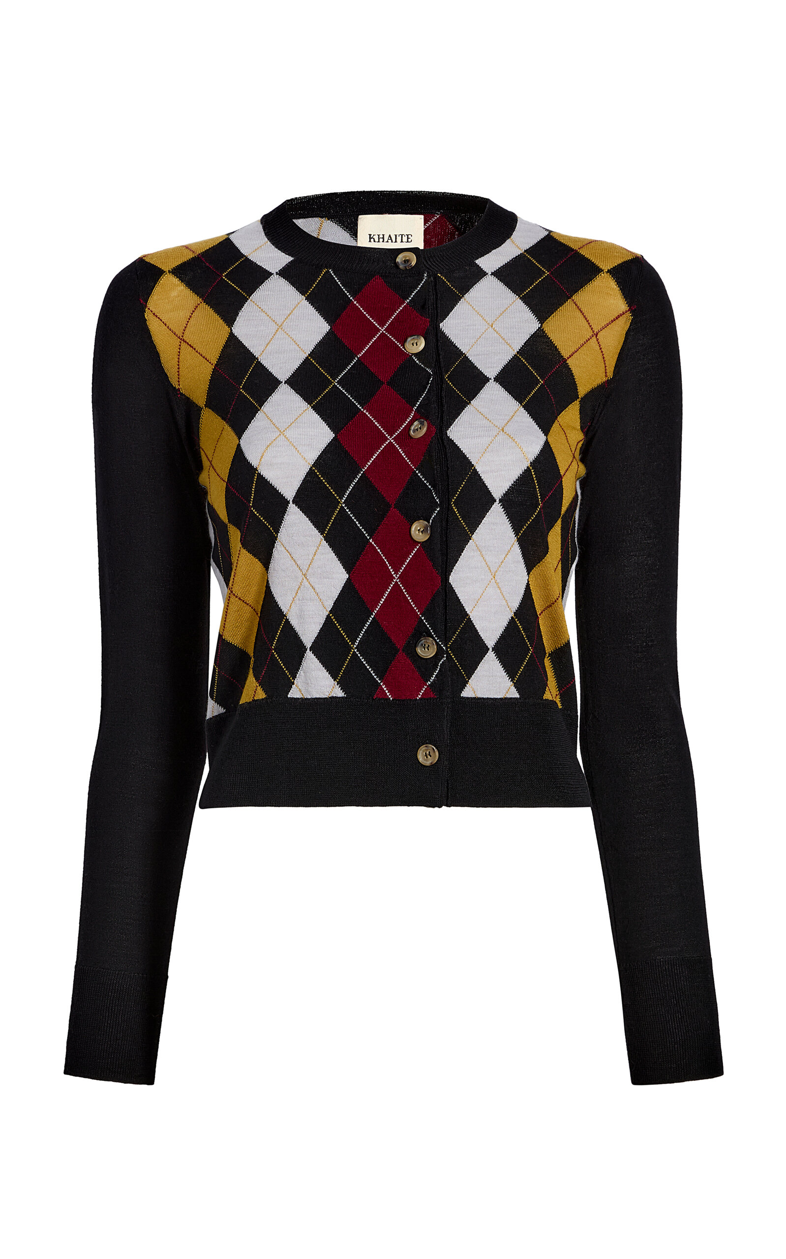 Khaite Rita Argyle Wool-silk Cardigan In Multi