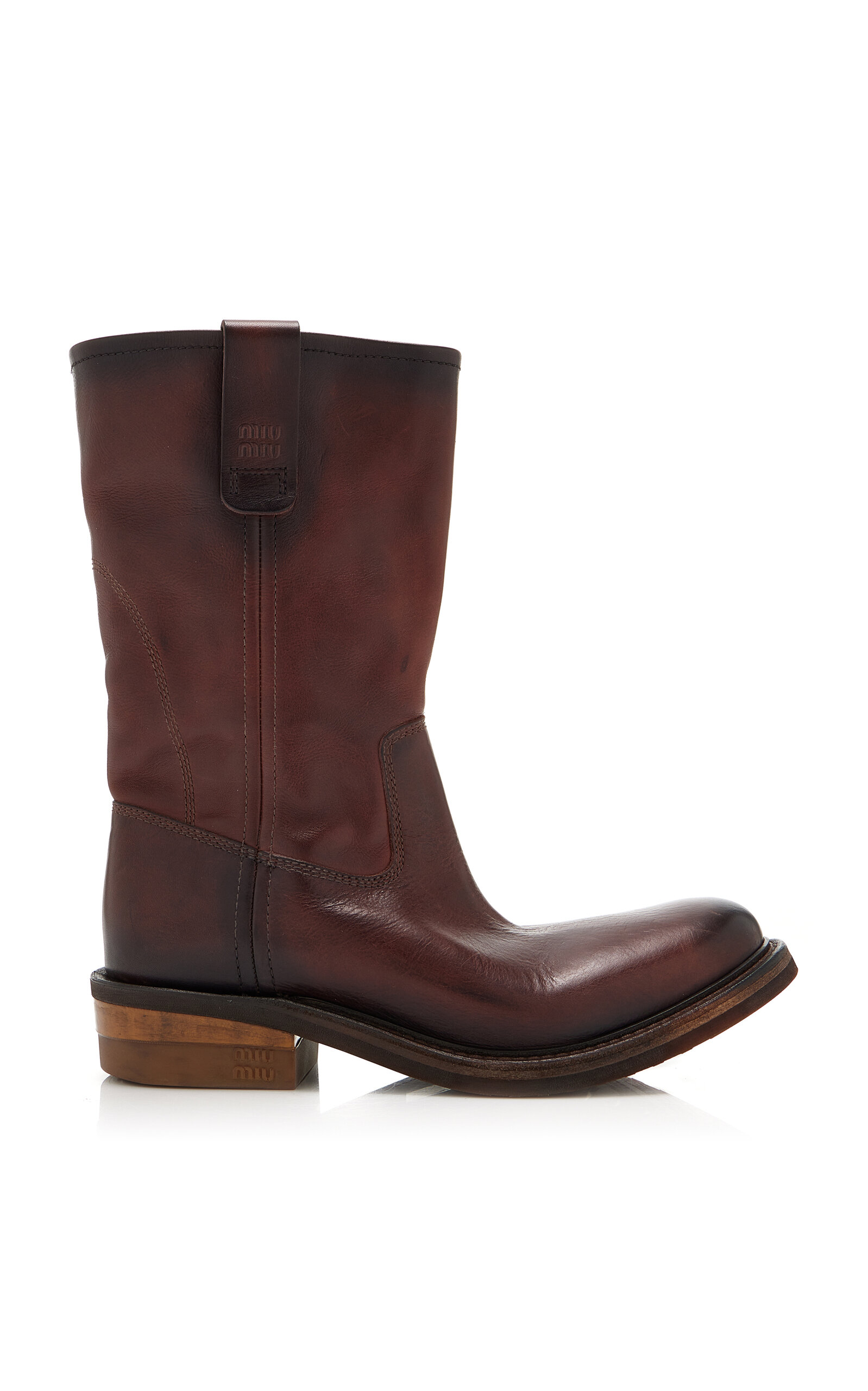Miu Miu Foule Leather Ankle Boots