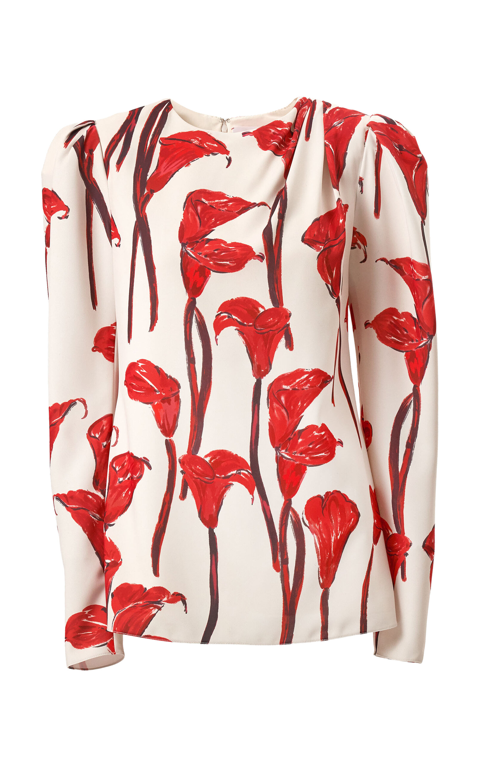 Carolina Herrera - Calla Lily Print Cady Draped Top - Print - US 00 - Moda Operandi