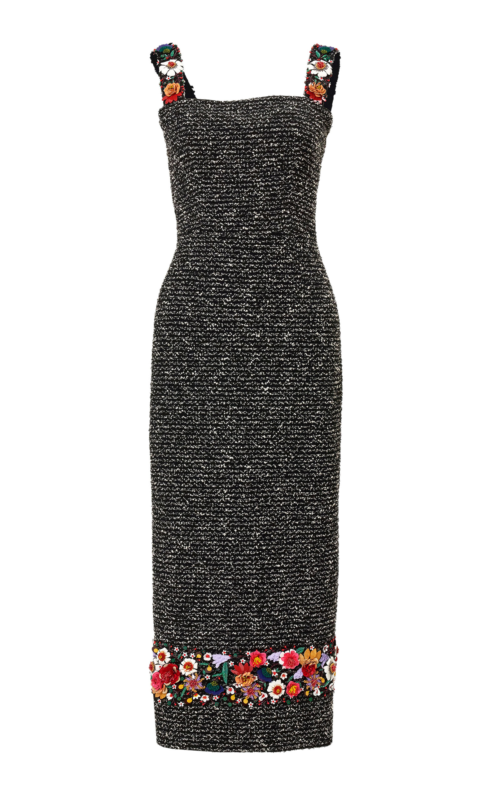 Carolina Herrera - Embroidered Textured Tweed Ankle-Length Dress - Black/white - US 4 - Moda Operandi
