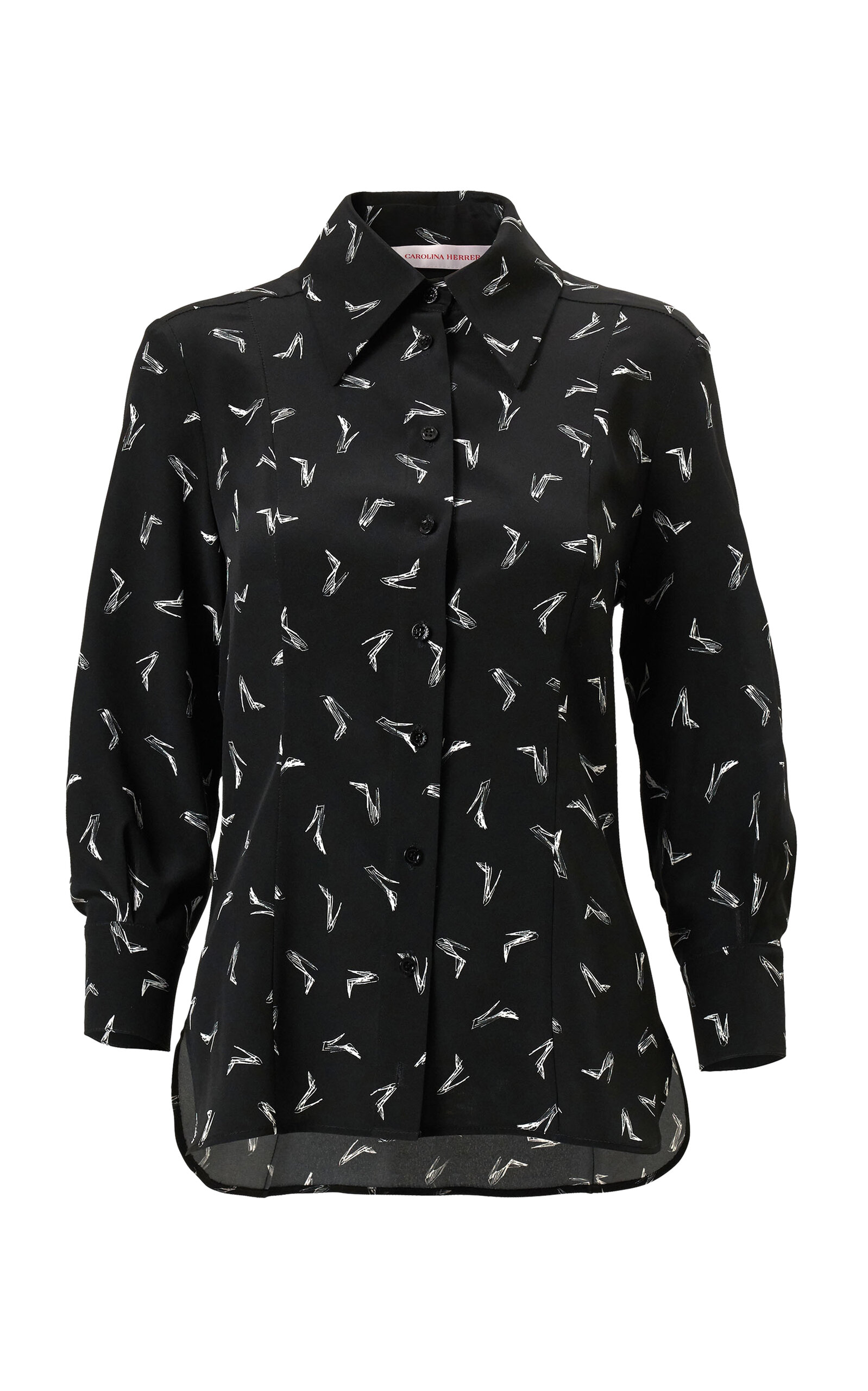 Carolina Herrera - Good Girl Shoe Print Crepe Shirt - Black/white - US 14 - Moda Operandi