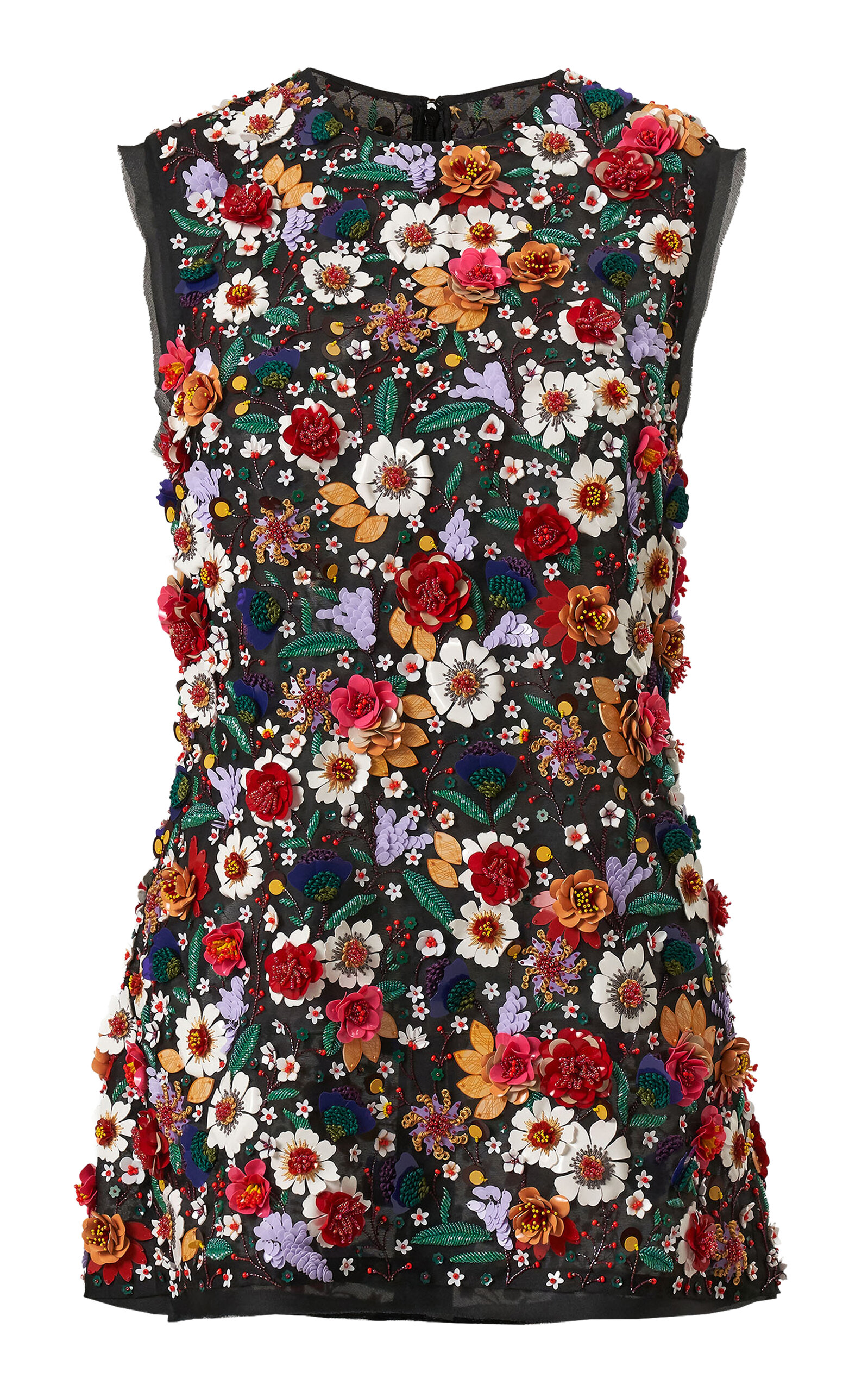 Carolina Herrera - Embellished Crepe Silk Organza Floral Top - Multi - US 0 - Moda Operandi
