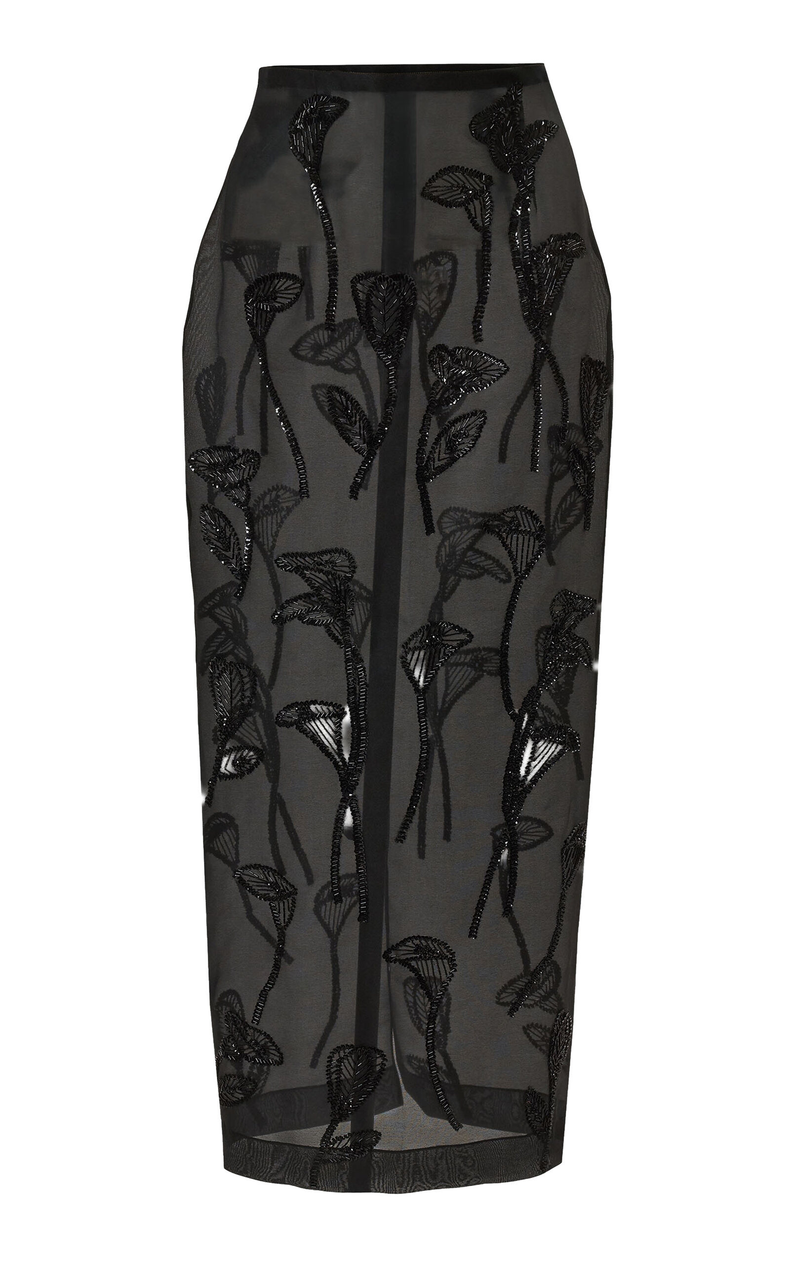 Carolina Herrera - Embellished Crepe Silk Organza Ankle-Length Skirt - Black - US 8 - Moda Operandi