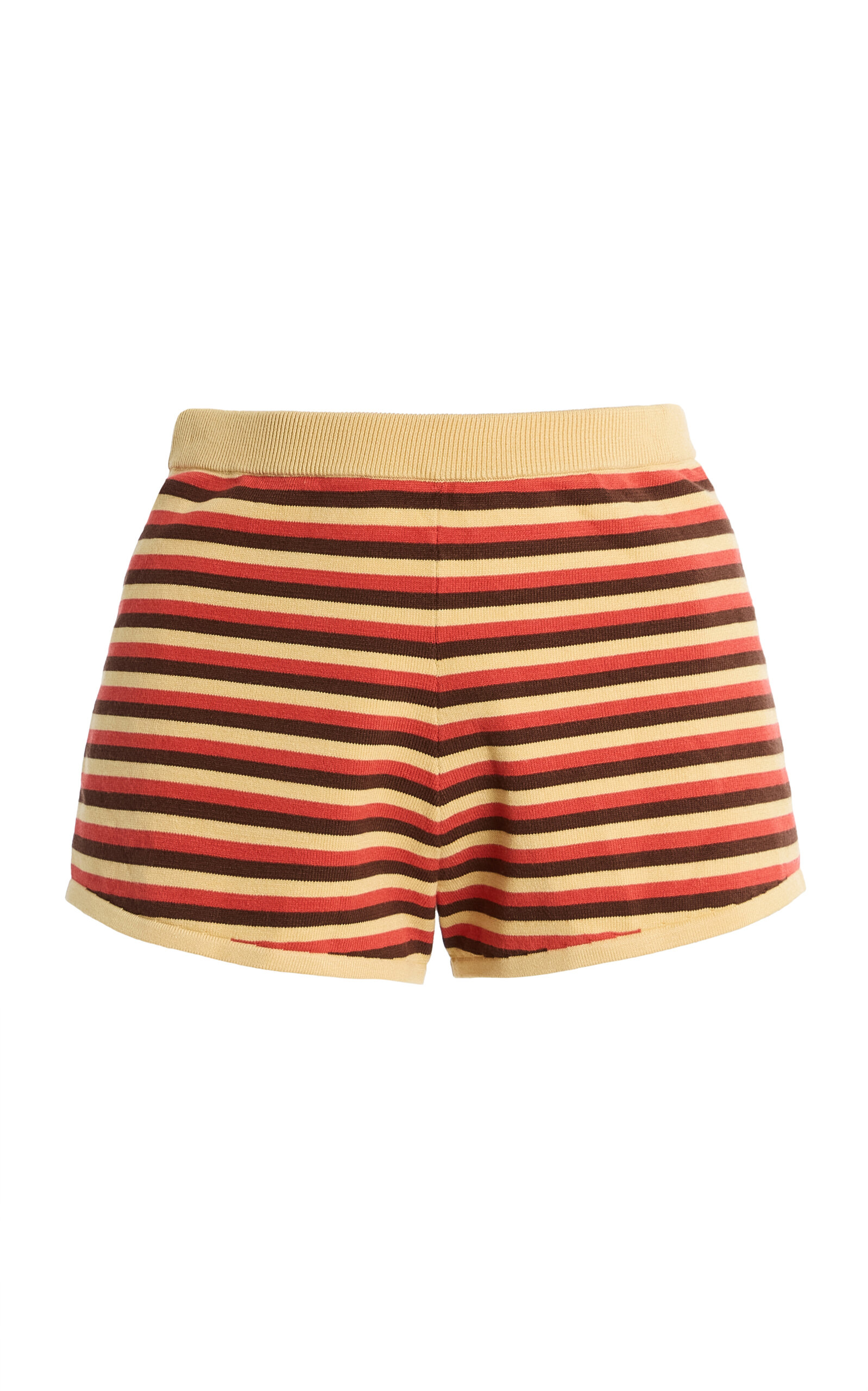 Posse Lexi Striped Knit Shorts In Brown