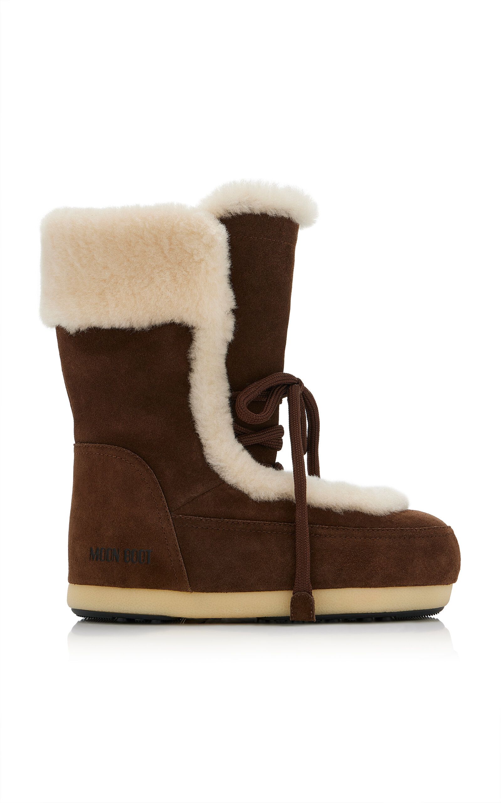 Moon Boot Evx Fairy Suede And Sheepskin Boots In Brown