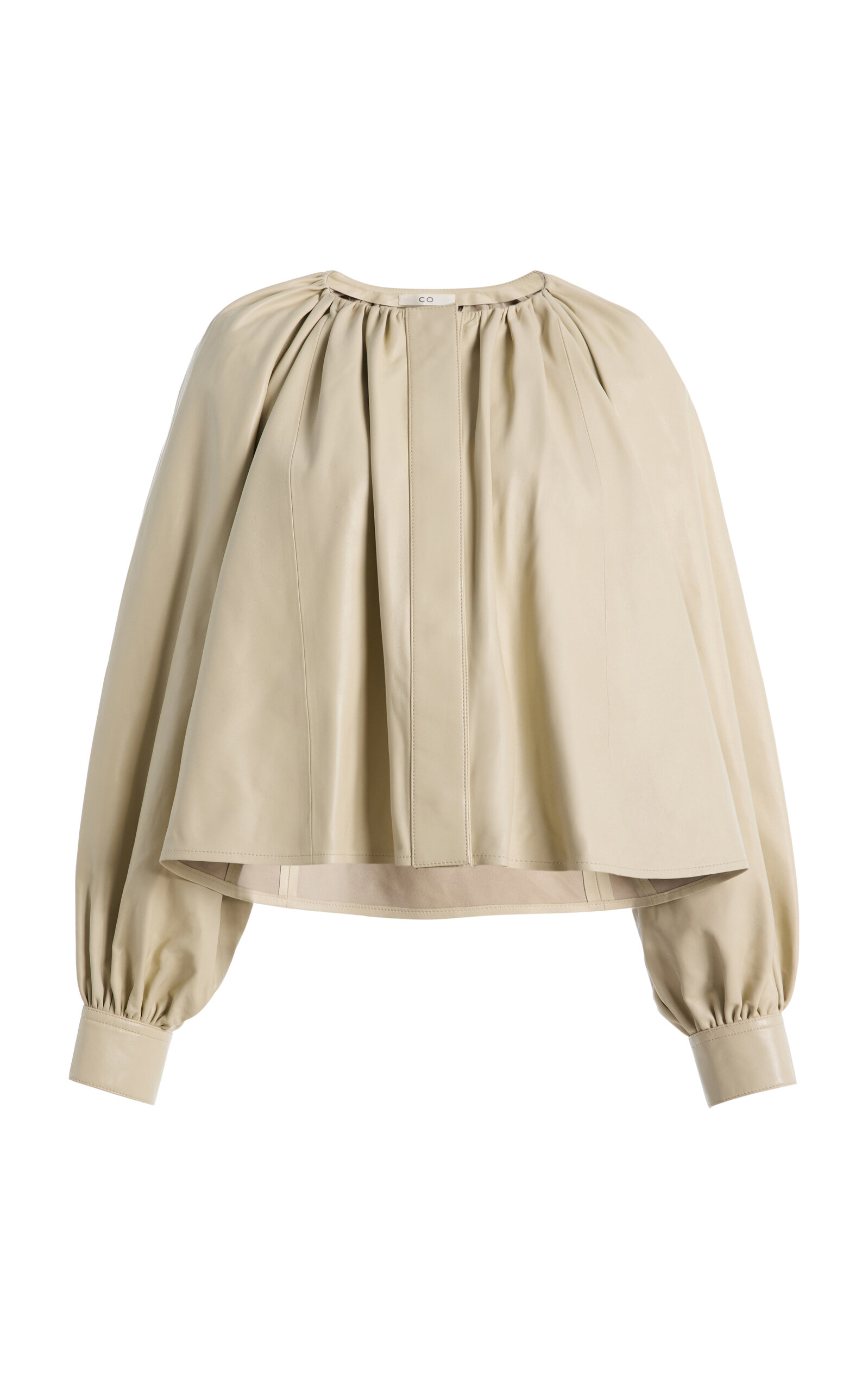 Co Leather Gathered Tunic Shirt In White