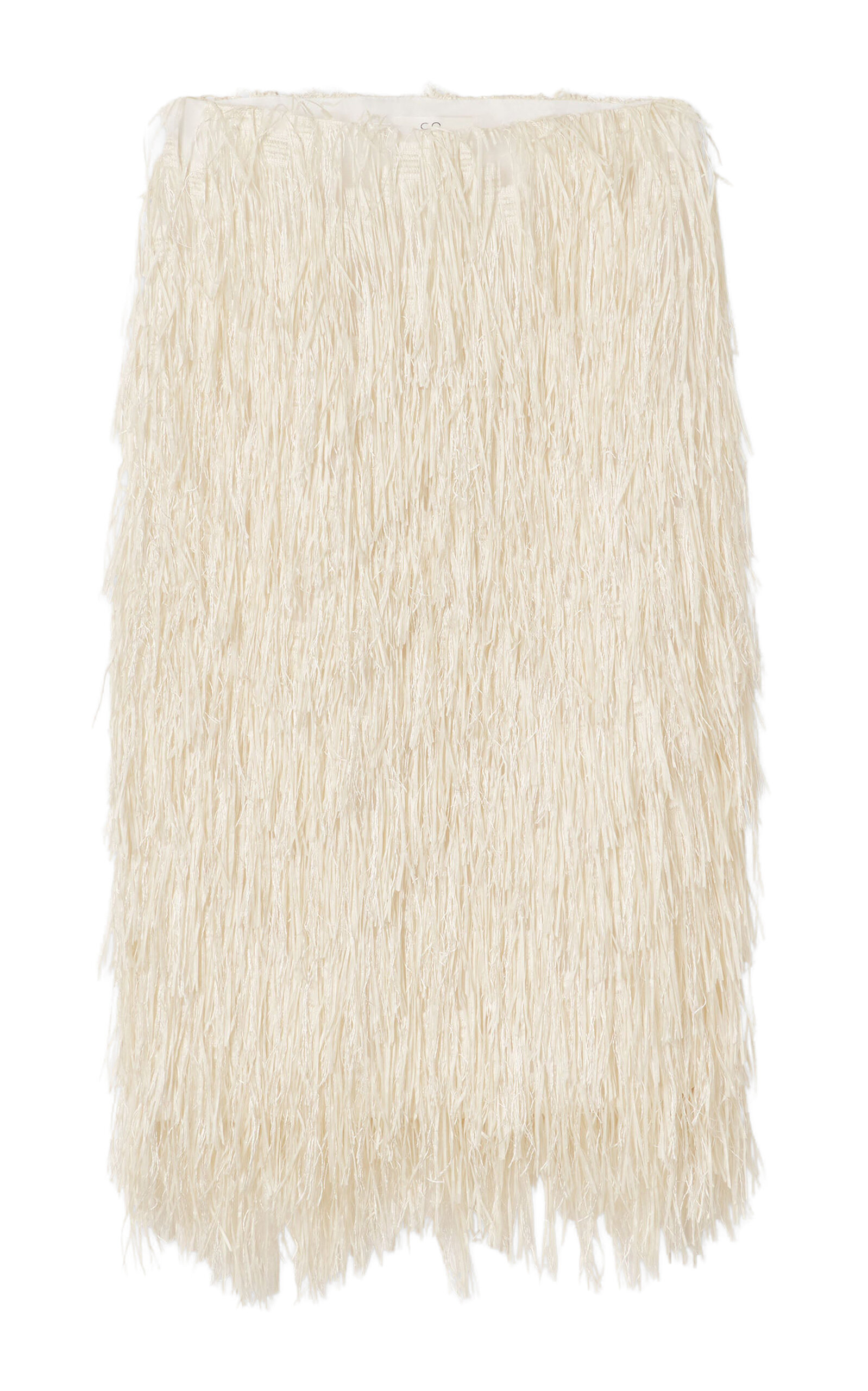 Co Silk-blend Fringed Maxi Skirt In White