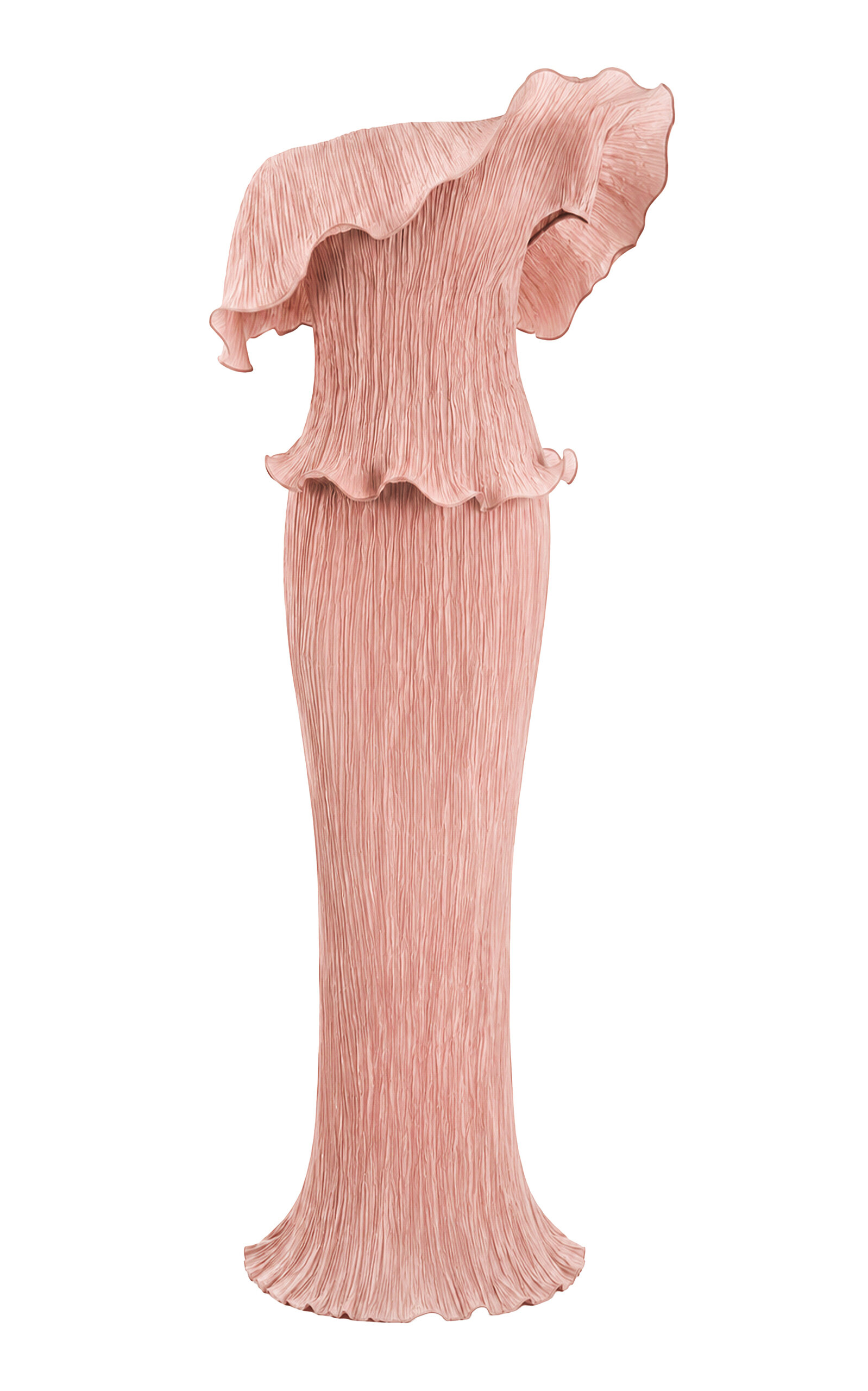 Marmar Halim - Exclusive Off-The-Shoulder Plissè Gown - Pink - EU 36 - Moda Operandi