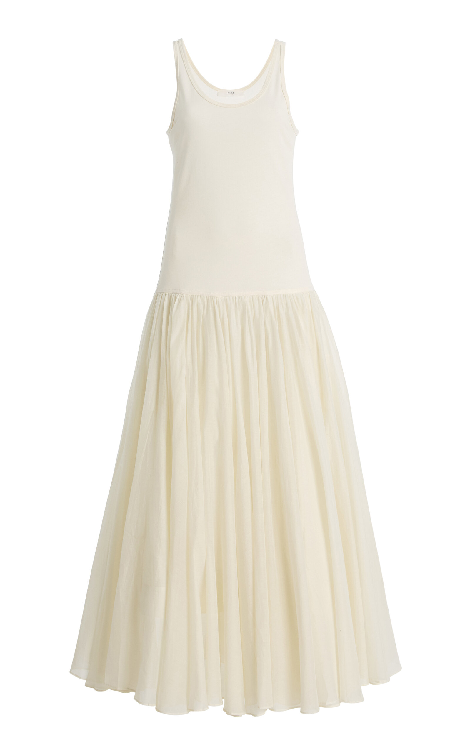 Co Tton-silk Crinoline Maxi Dress In White