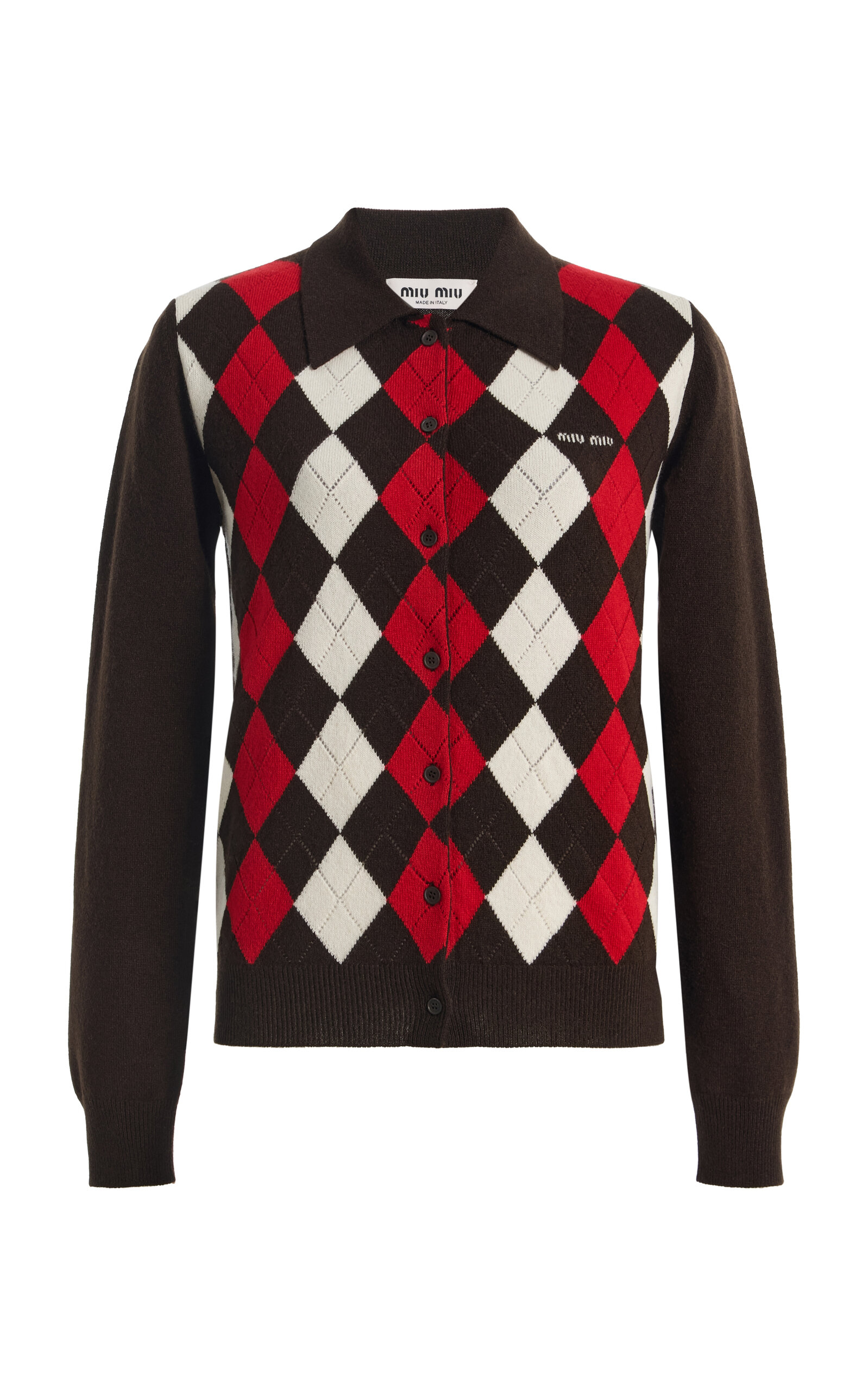Miu Miu Argyle Cashmere Cardigan - Moda Operandi