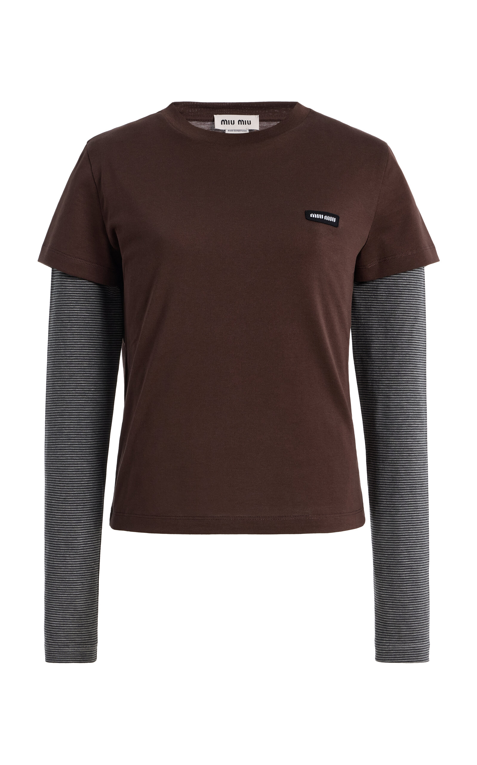 Miu Miu - Layered Jersey Top - Brown - XS - Moda Operandi