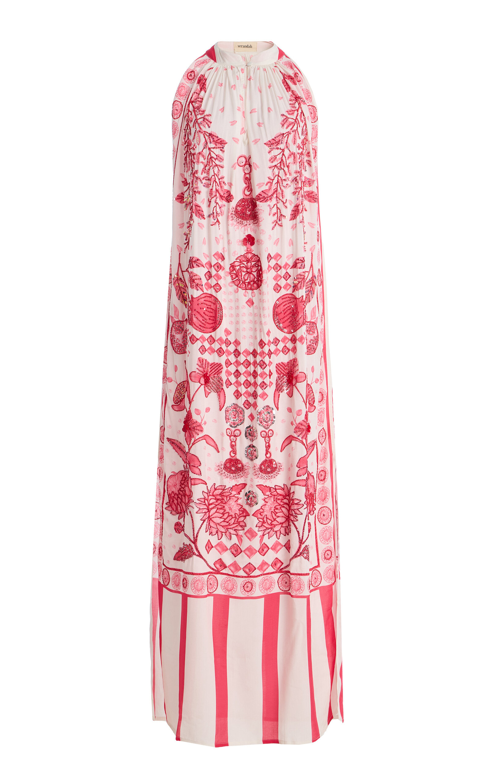VERANDAH Exclusive Sundowner Hand-Beaded Crepe de Chine Maxi Dress - Moda Operandi